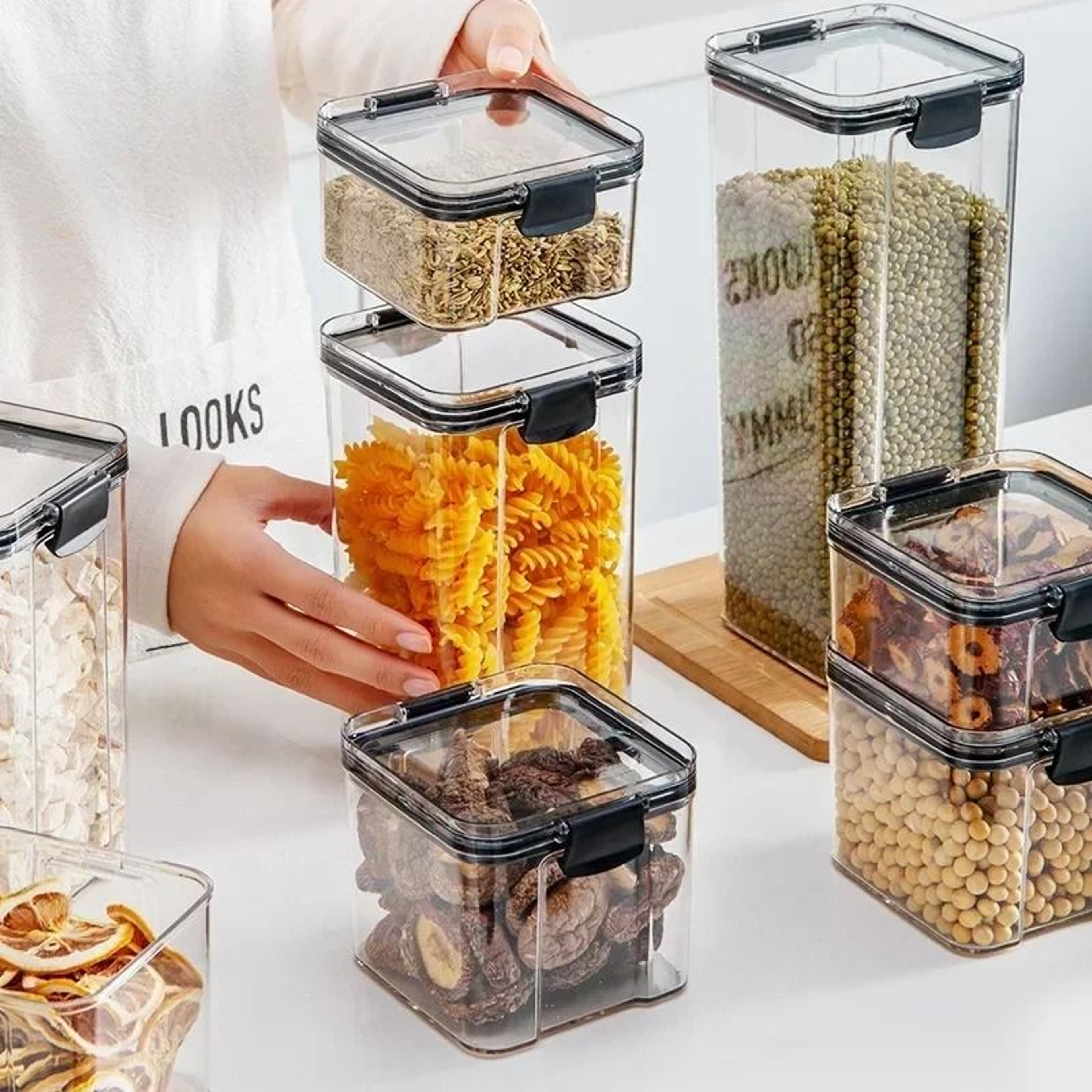 Stackable Plastic Food Storage Jars For Pantry Dry Goods 26