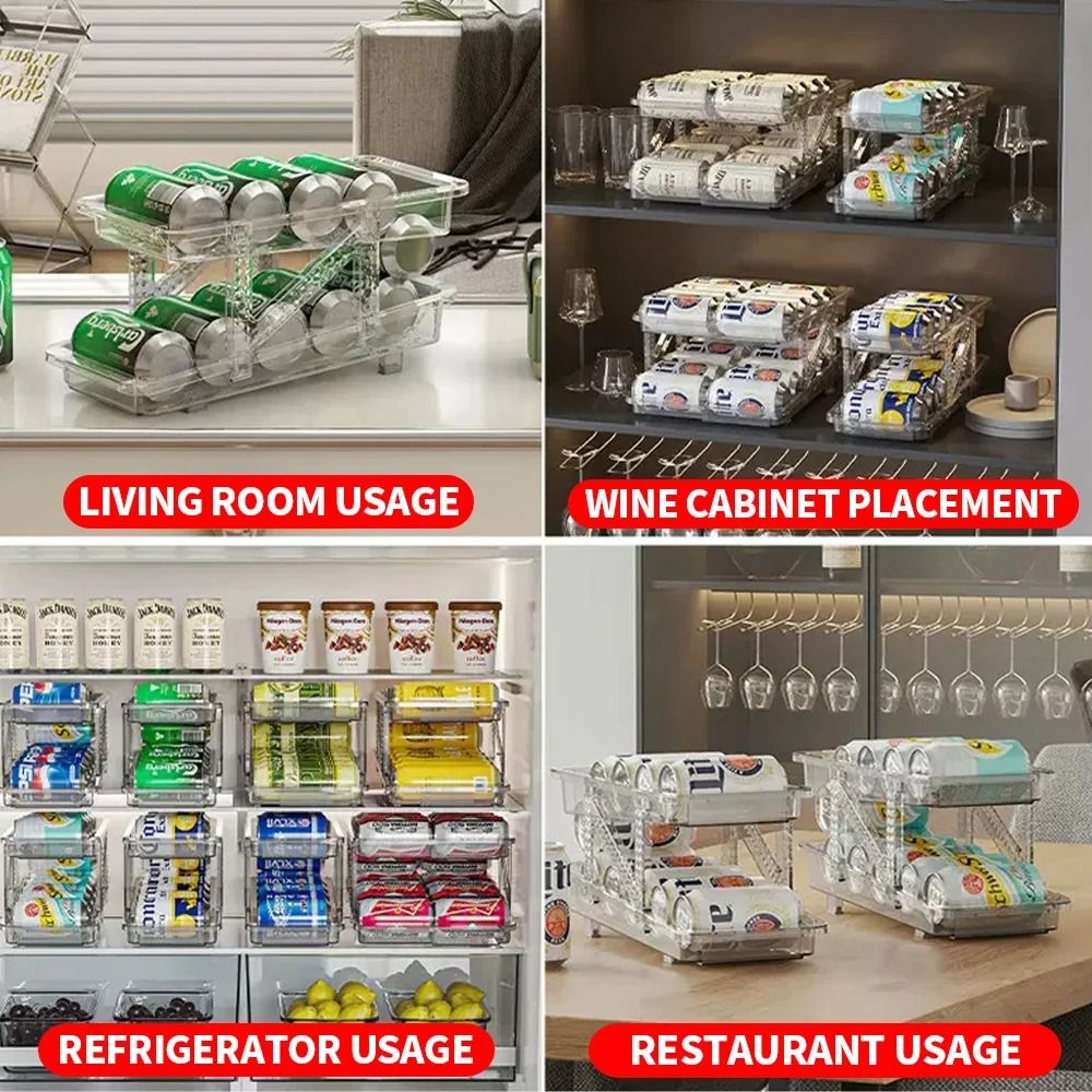Double Layer Beverage Can Organizer For Fridge Storage 8