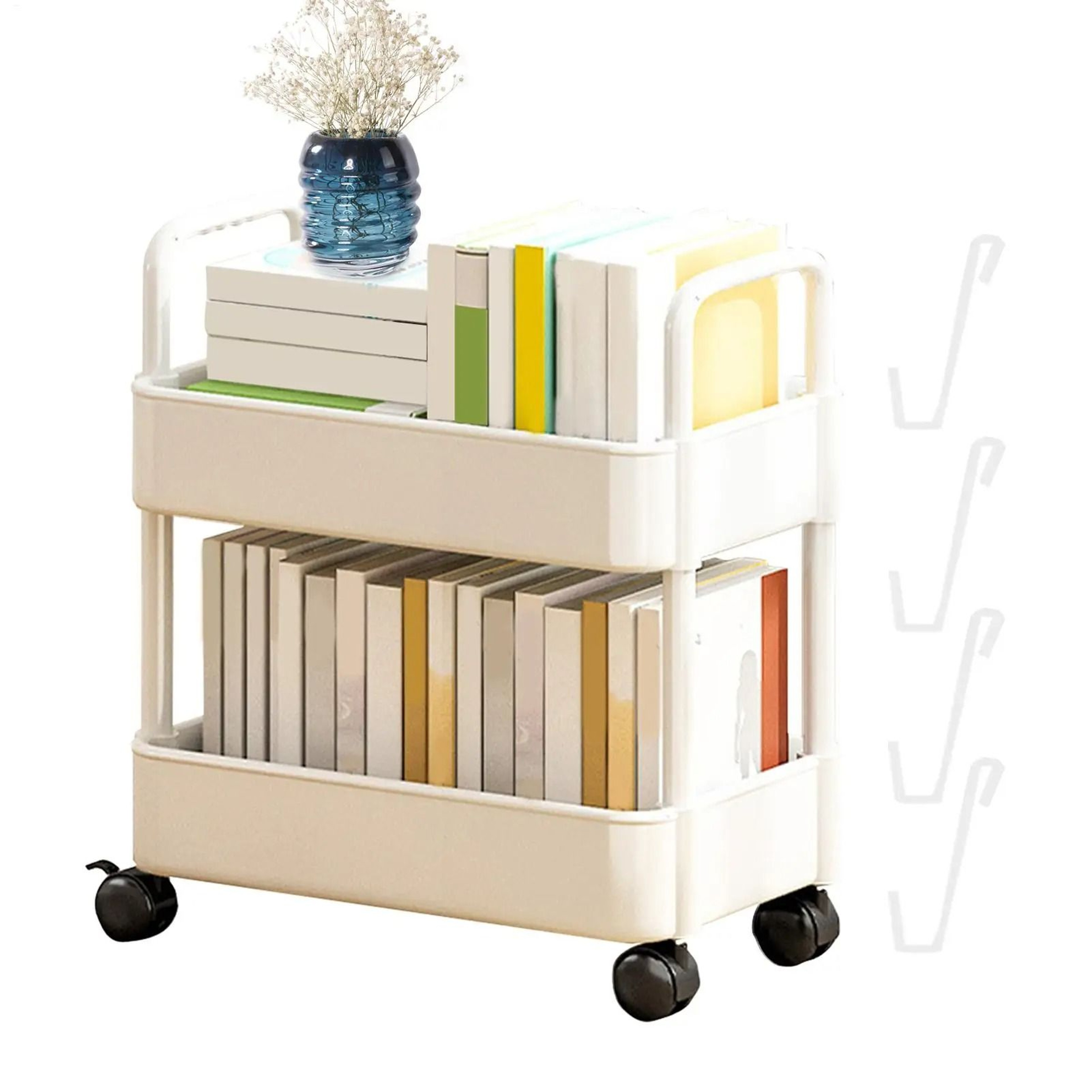 Two Tier Rolling Storage Cart For Kitchen Bathroom Snacks And Supplies 0