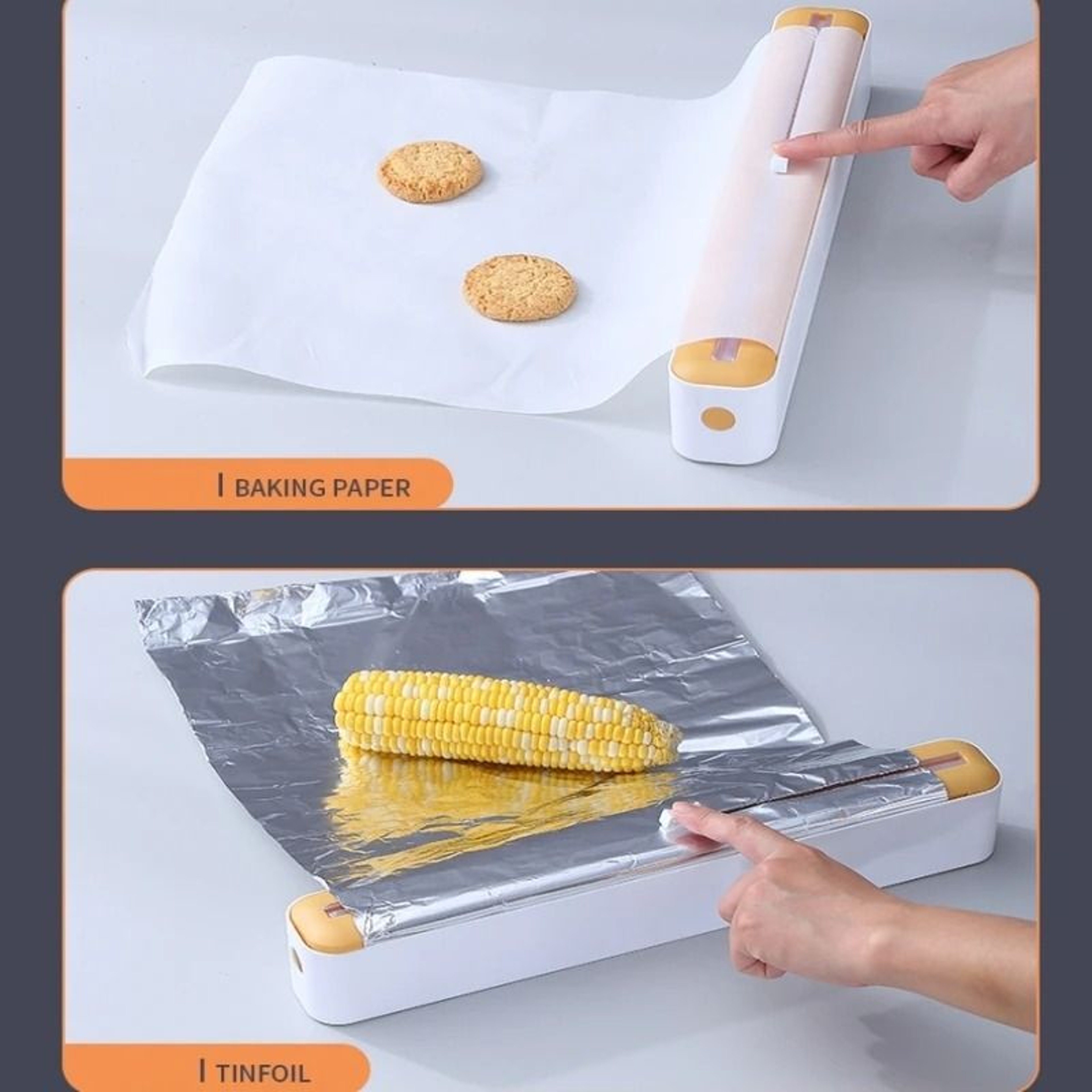 Cling Wrap And Aluminum Foil Dispenser With Cutter For Kitchen Storage 4