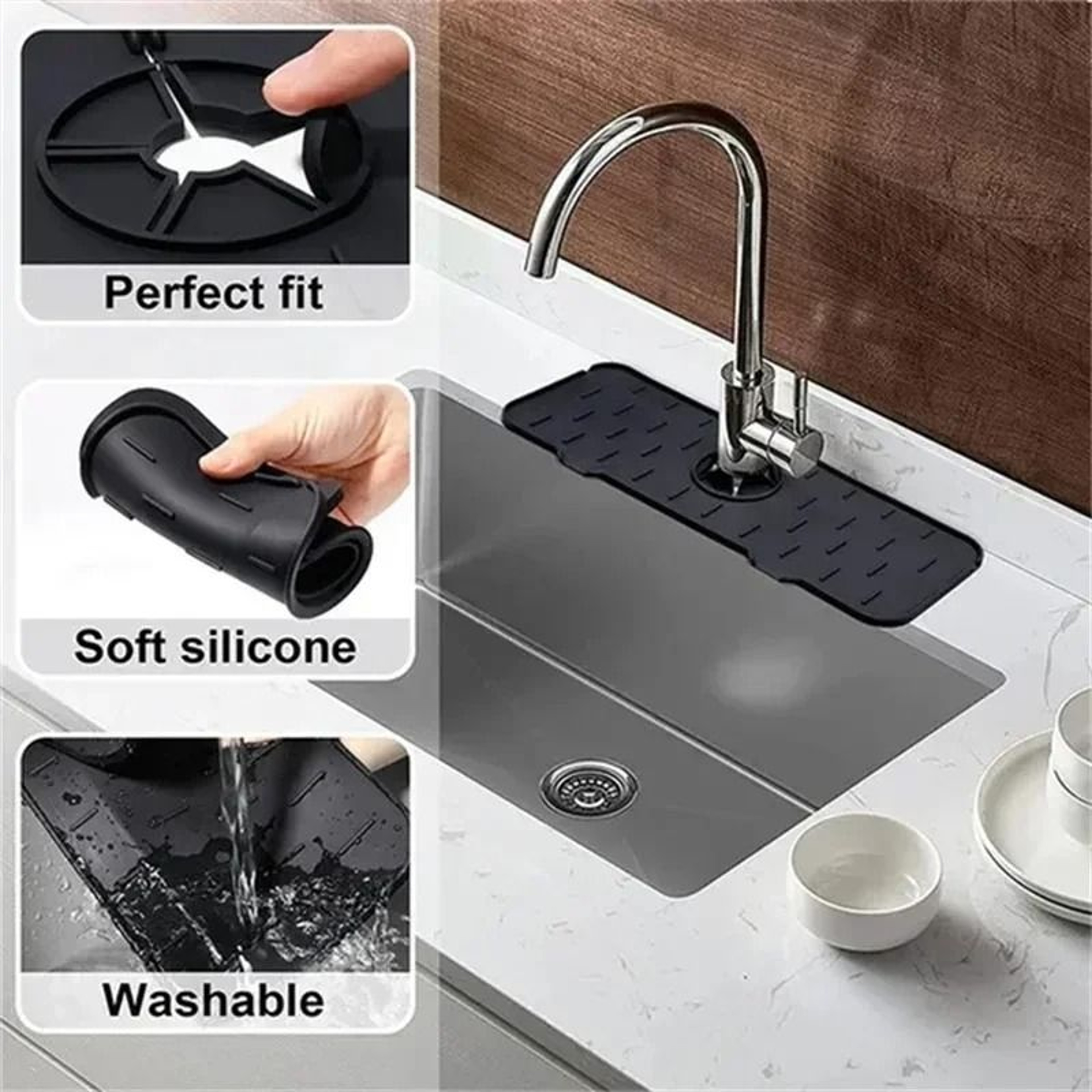Silicone Faucet Splash Guard Mat For Kitchen Sink And Countertop Protection 9