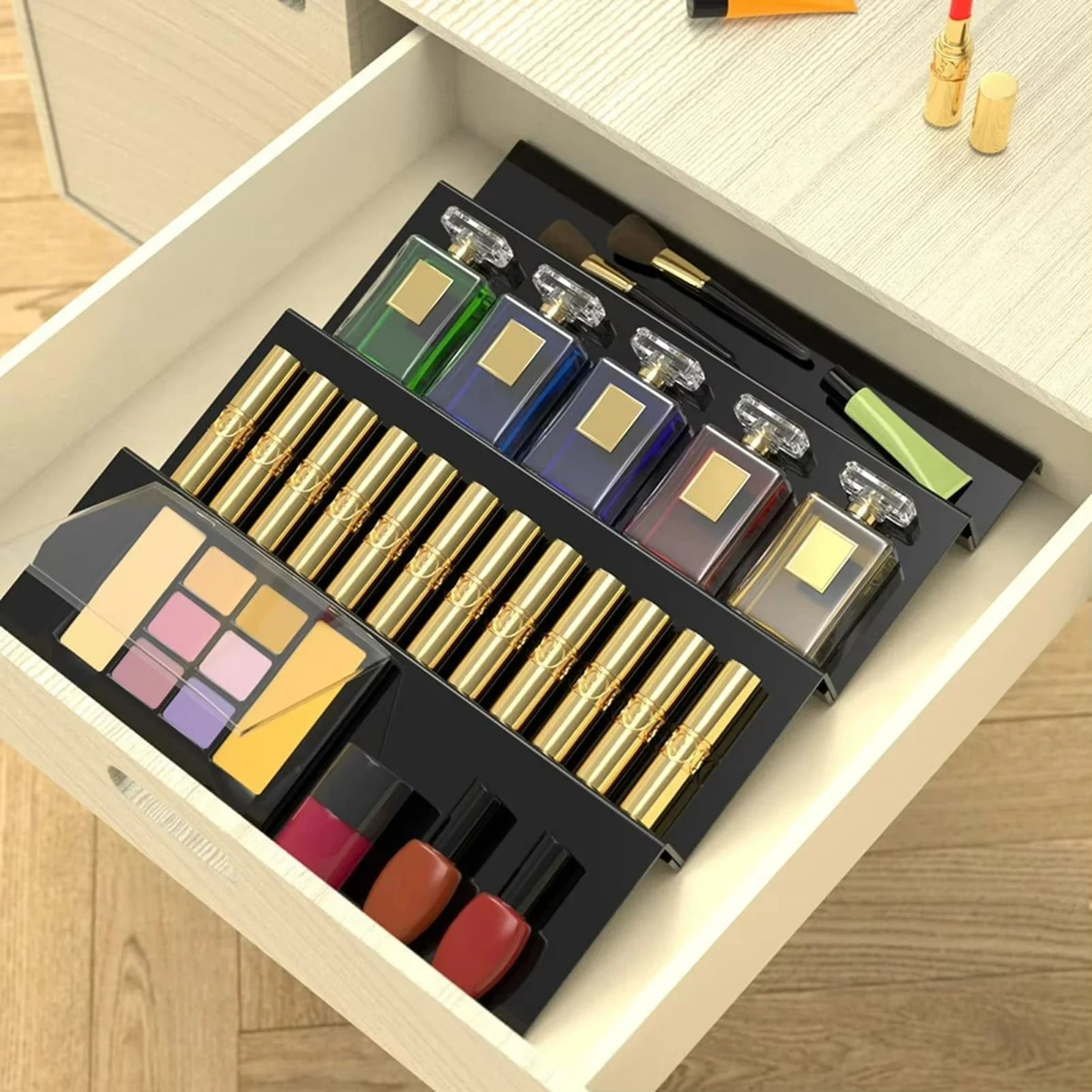 Expandable Acrylic Spice Rack Drawer Organizer For Kitchen Pantry Seasoning Storage 5