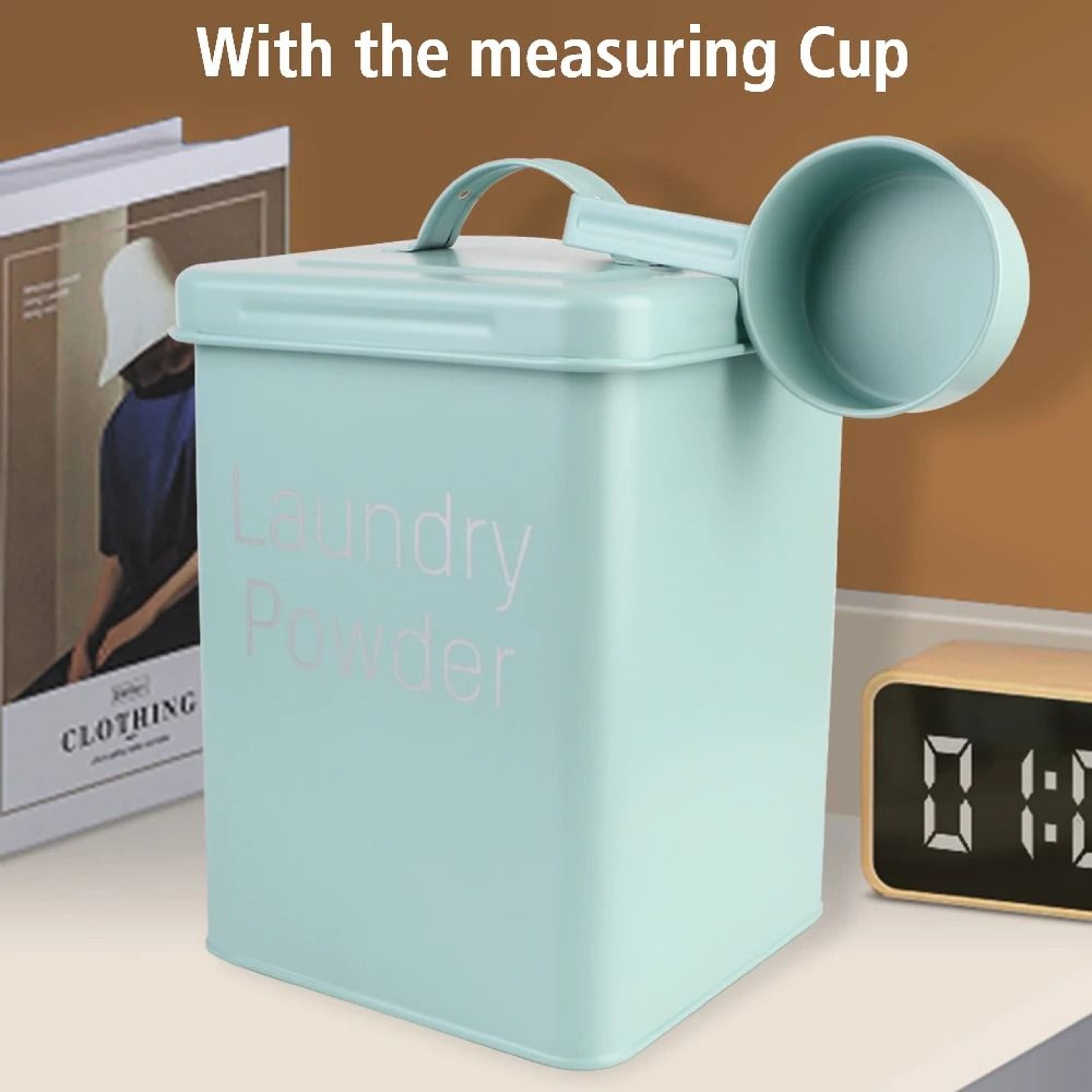 Laundry Detergent Storage Box With Measuring Cup For Grain Snack Storage 4
