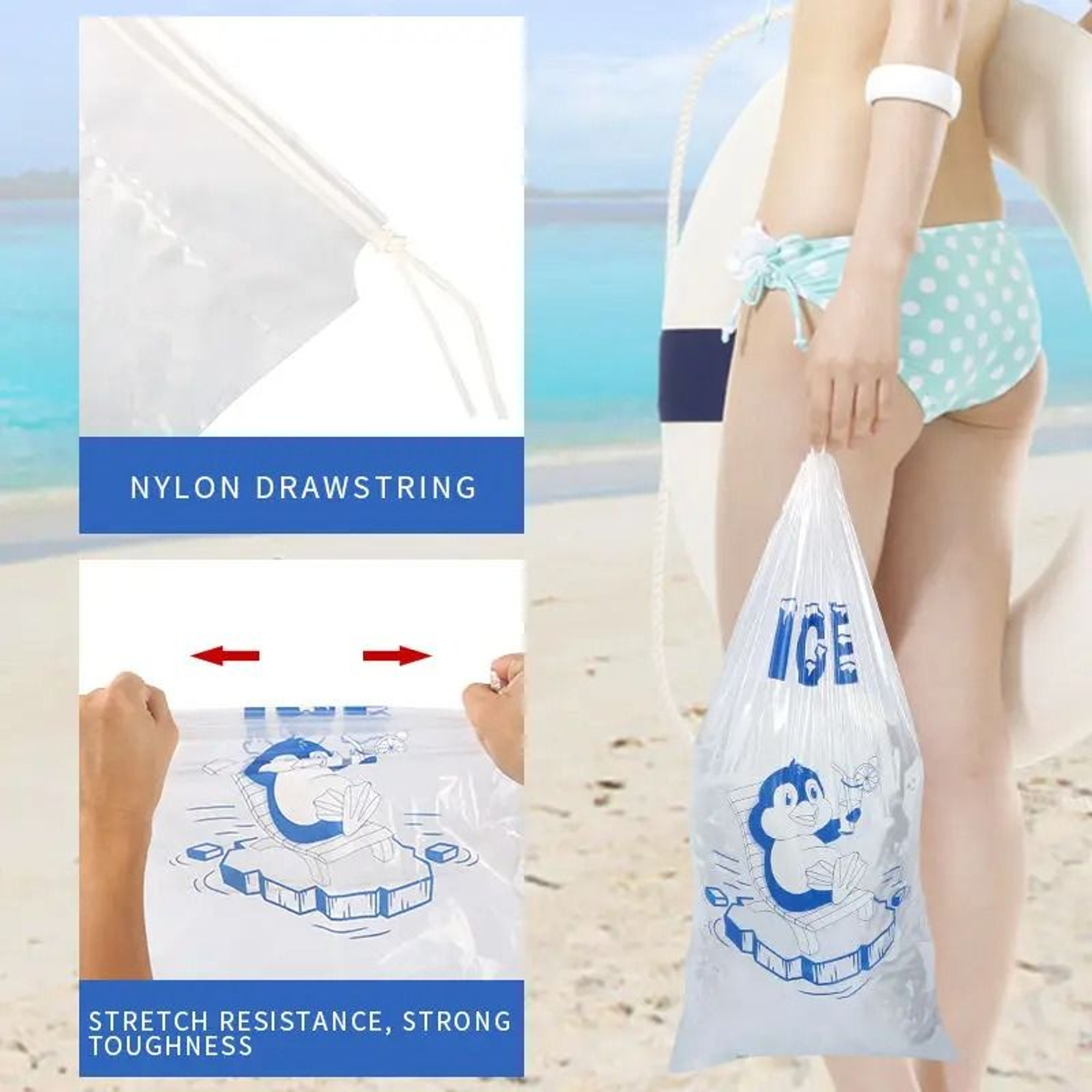 Heavy Duty Drawstring Ice Bags For Freezer Storage 2