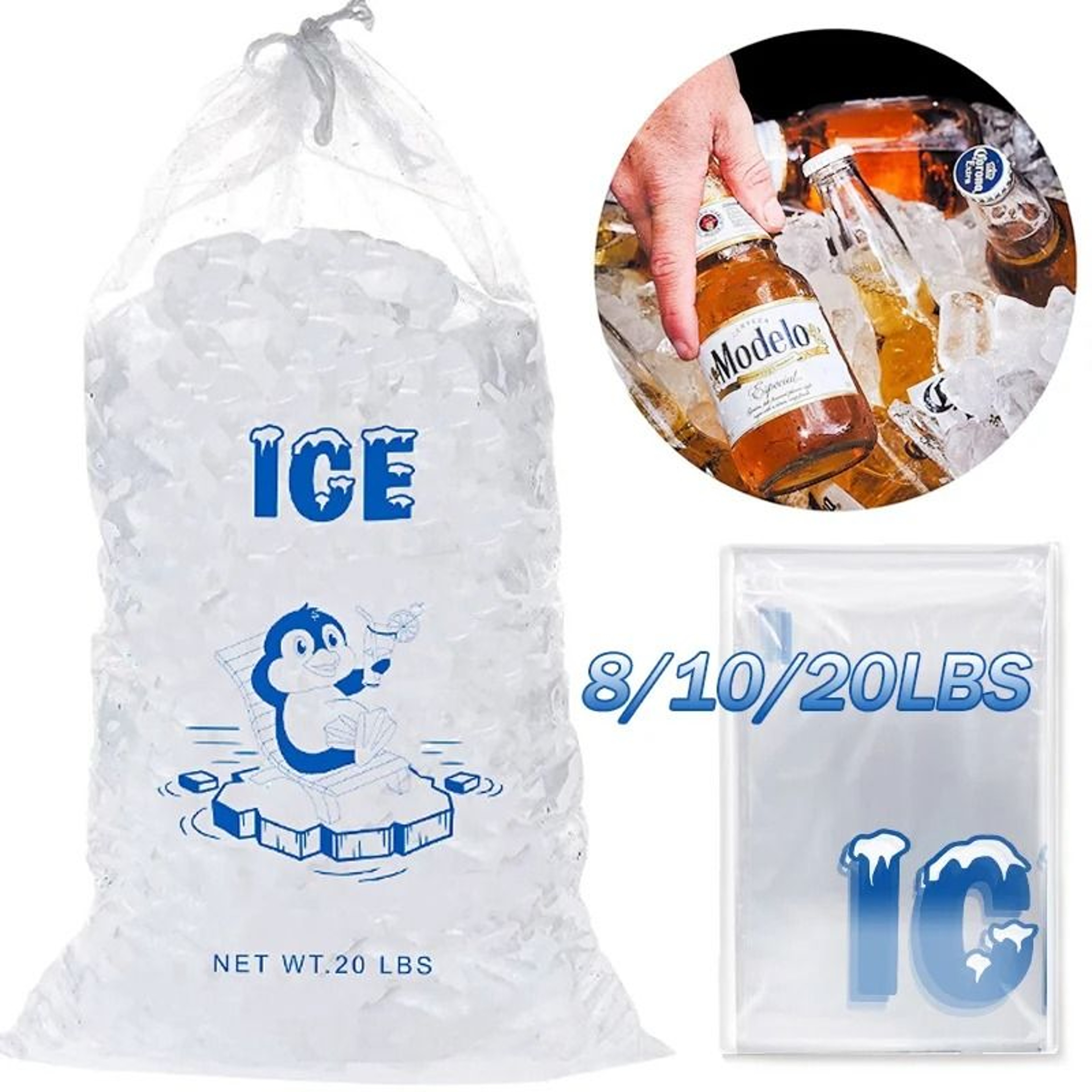 Heavy Duty Drawstring Ice Bags For Freezer Storage 0