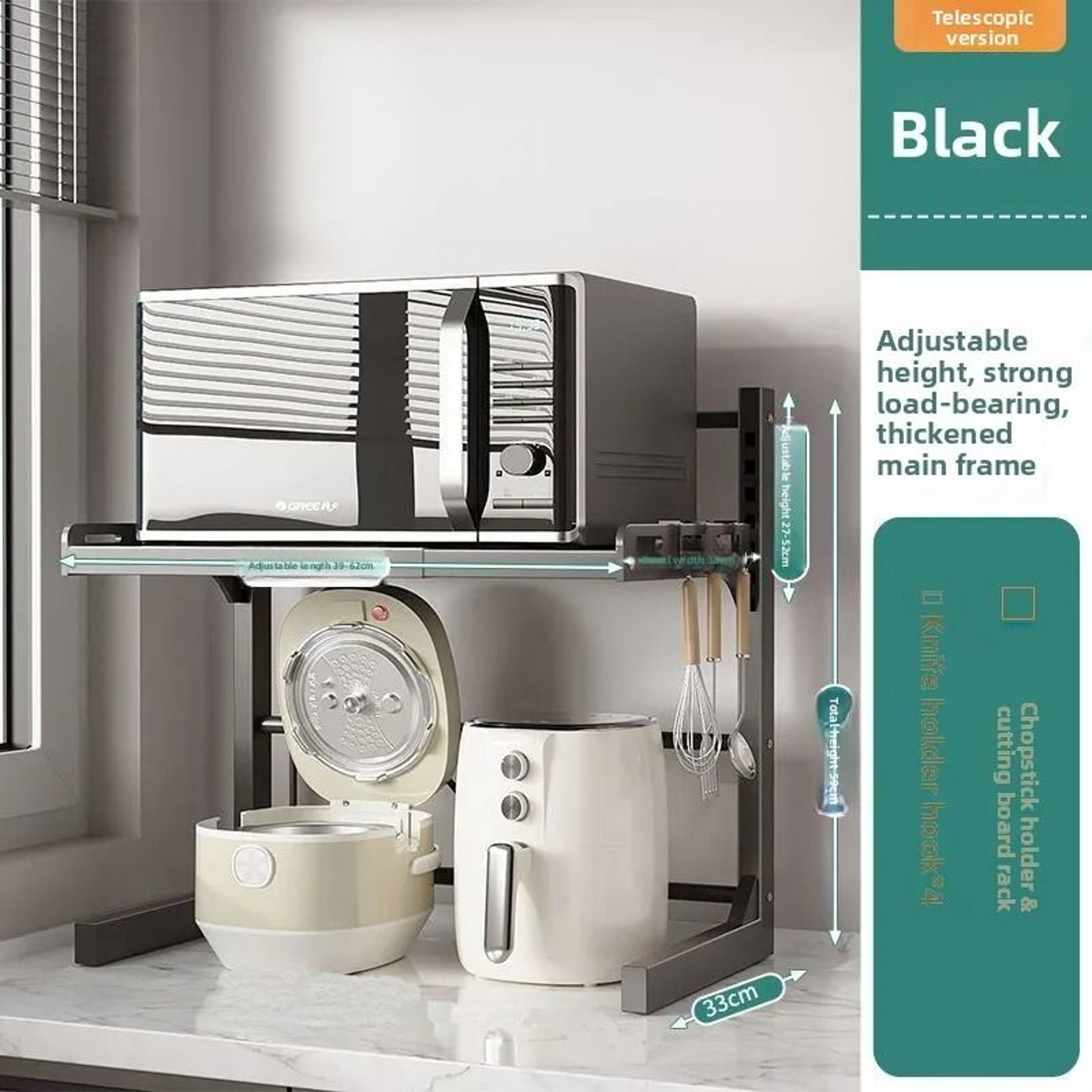 Retractable Microwave Oven Rack For Kitchen Storage 5