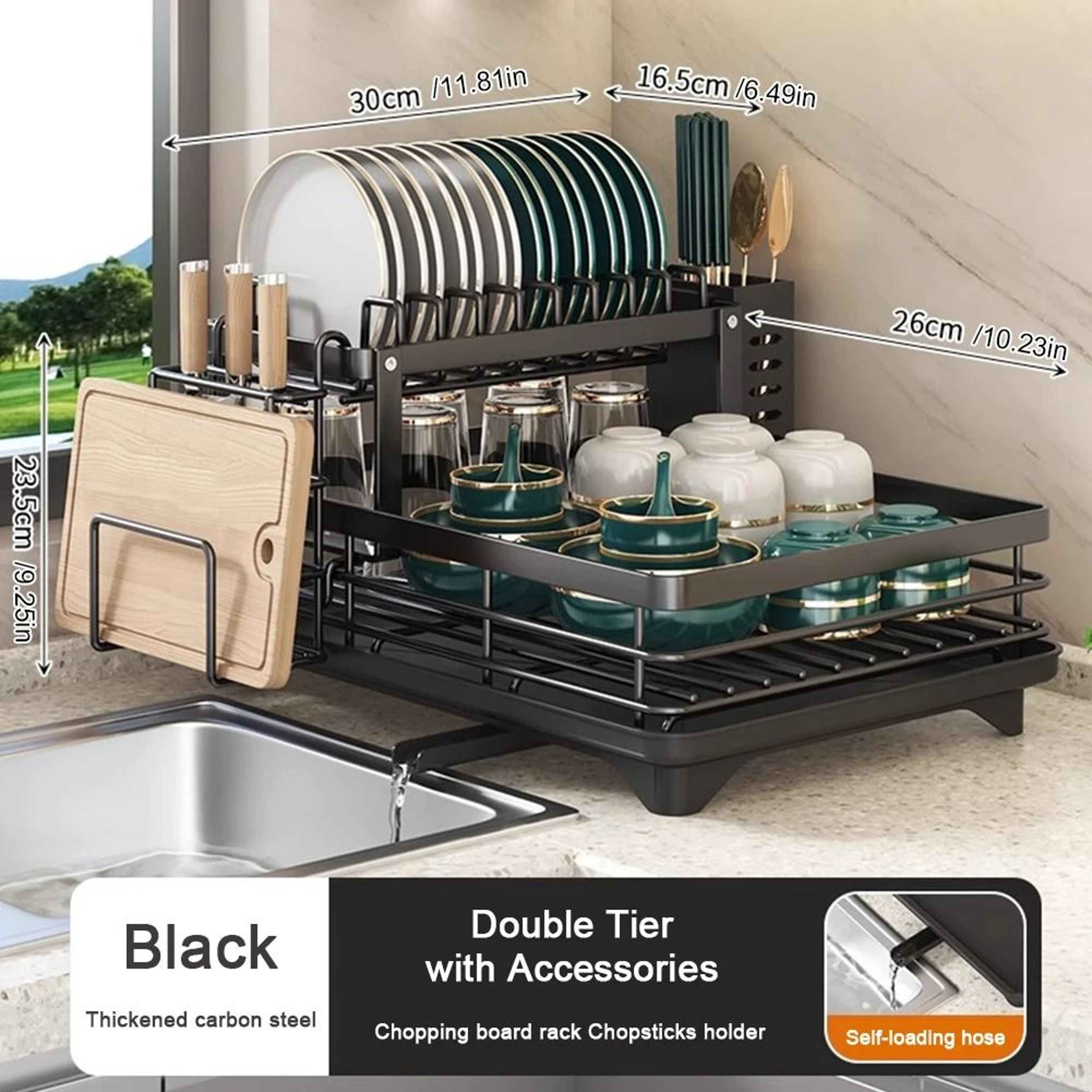 Adjustable Dish Drying Rack With Drainboard 7