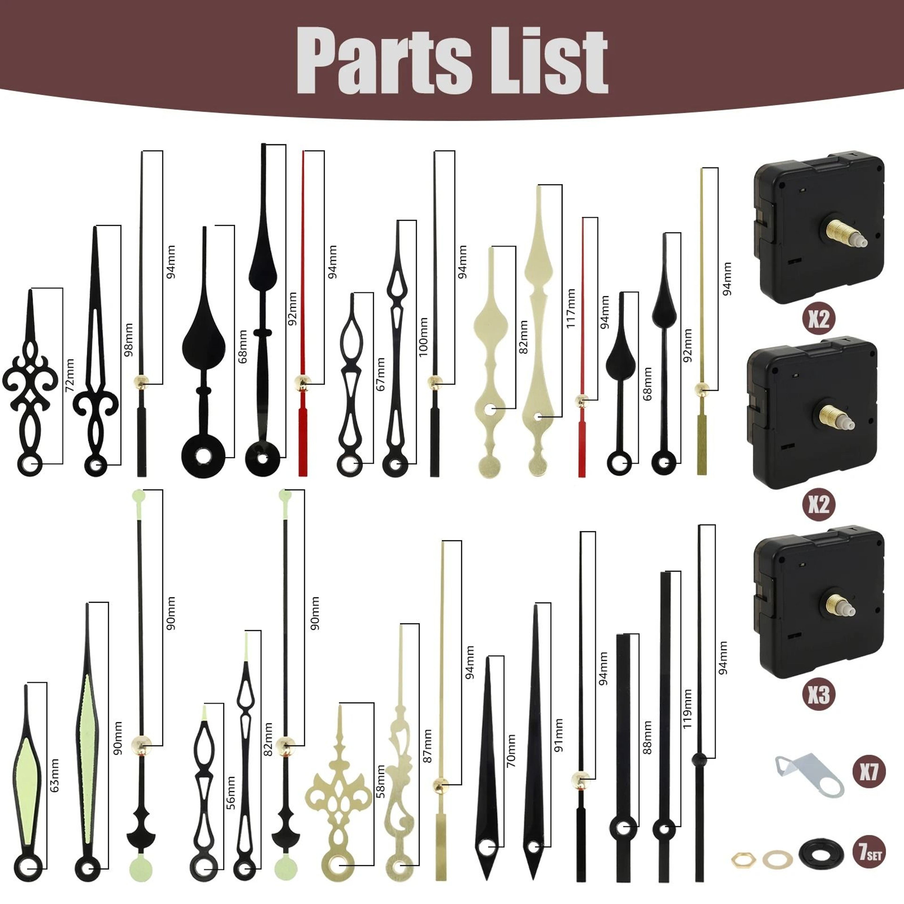 Silent Quartz Clock Movement Kit With 10 Clock Hand Styles 1