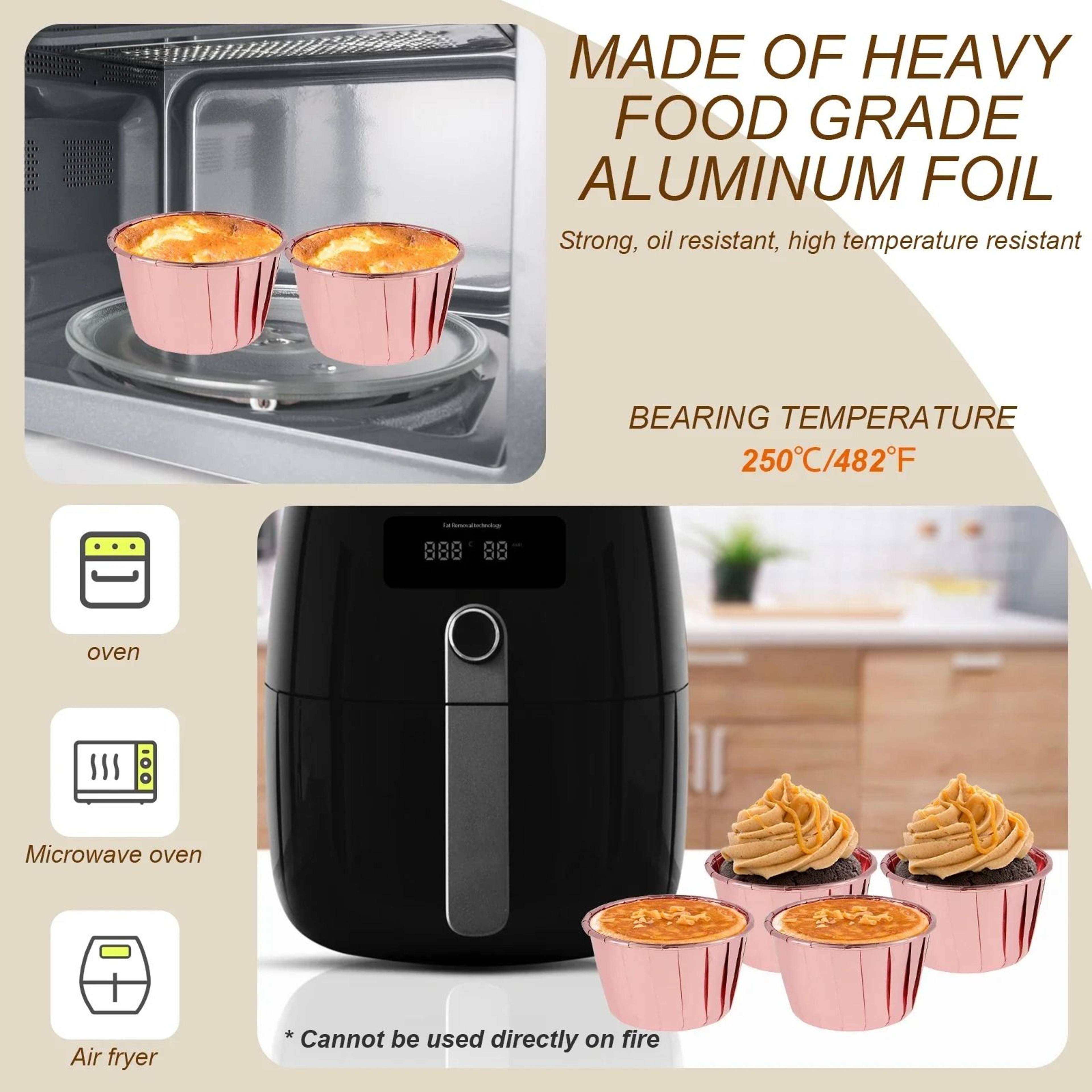 50 Piece Foil Cupcake Cups With Lids For Baking And Parties 7
