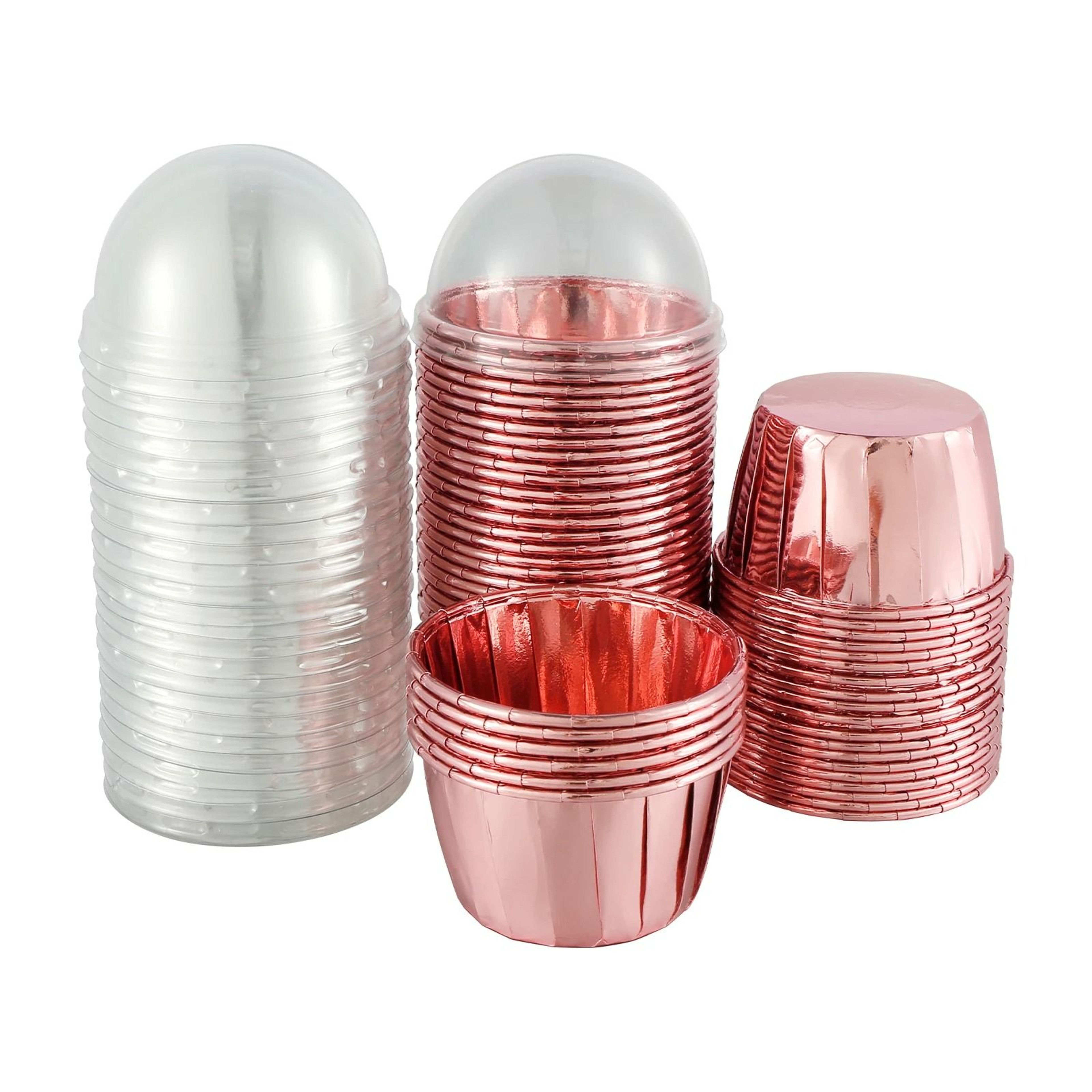 50 Piece Foil Cupcake Cups With Lids For Baking And Parties 1
