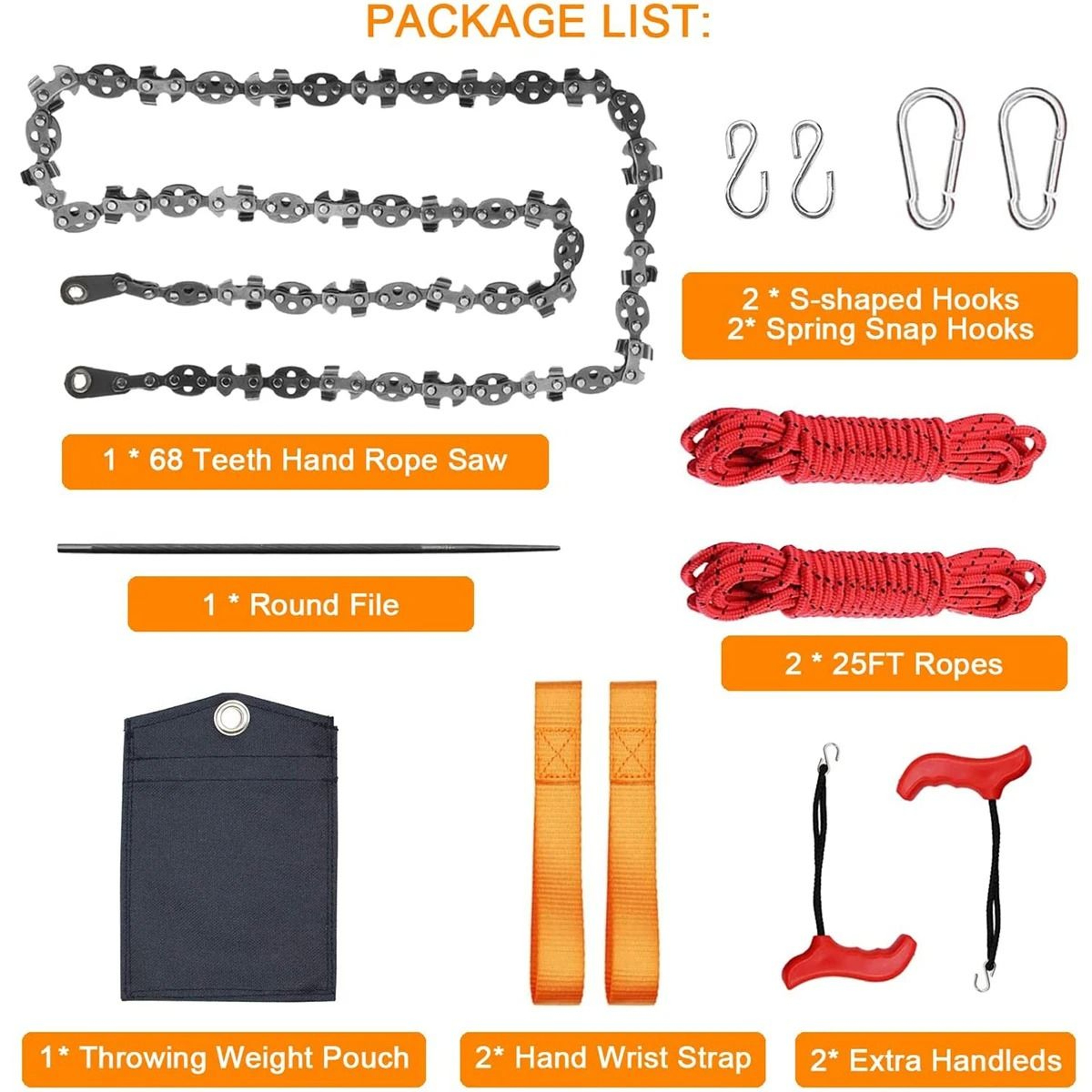 53 Inch Manual Rope Chain Saw For Tree Limb Cutting 2
