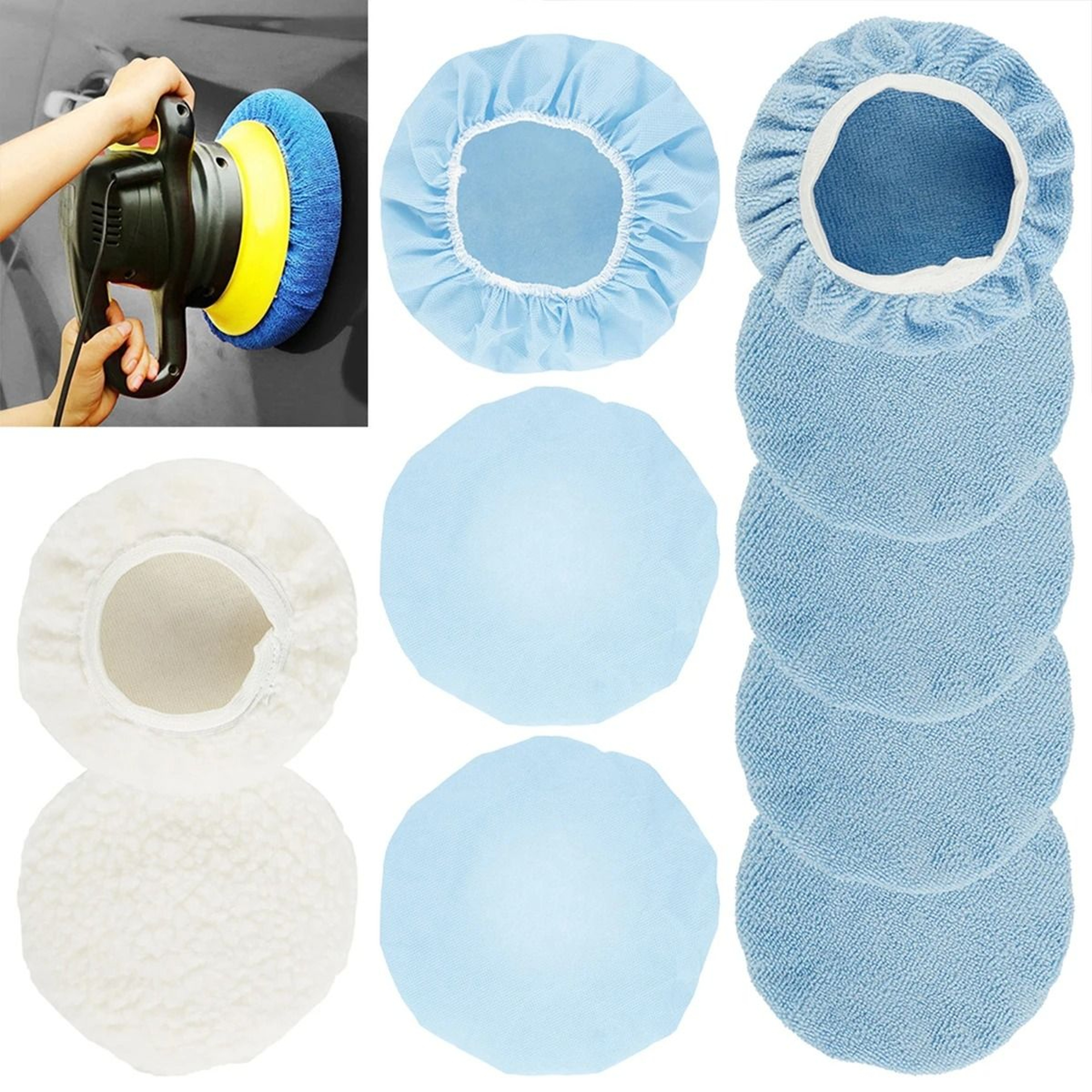 Car Polishing Bonnet Pad Set For Waxing And Buffing 6