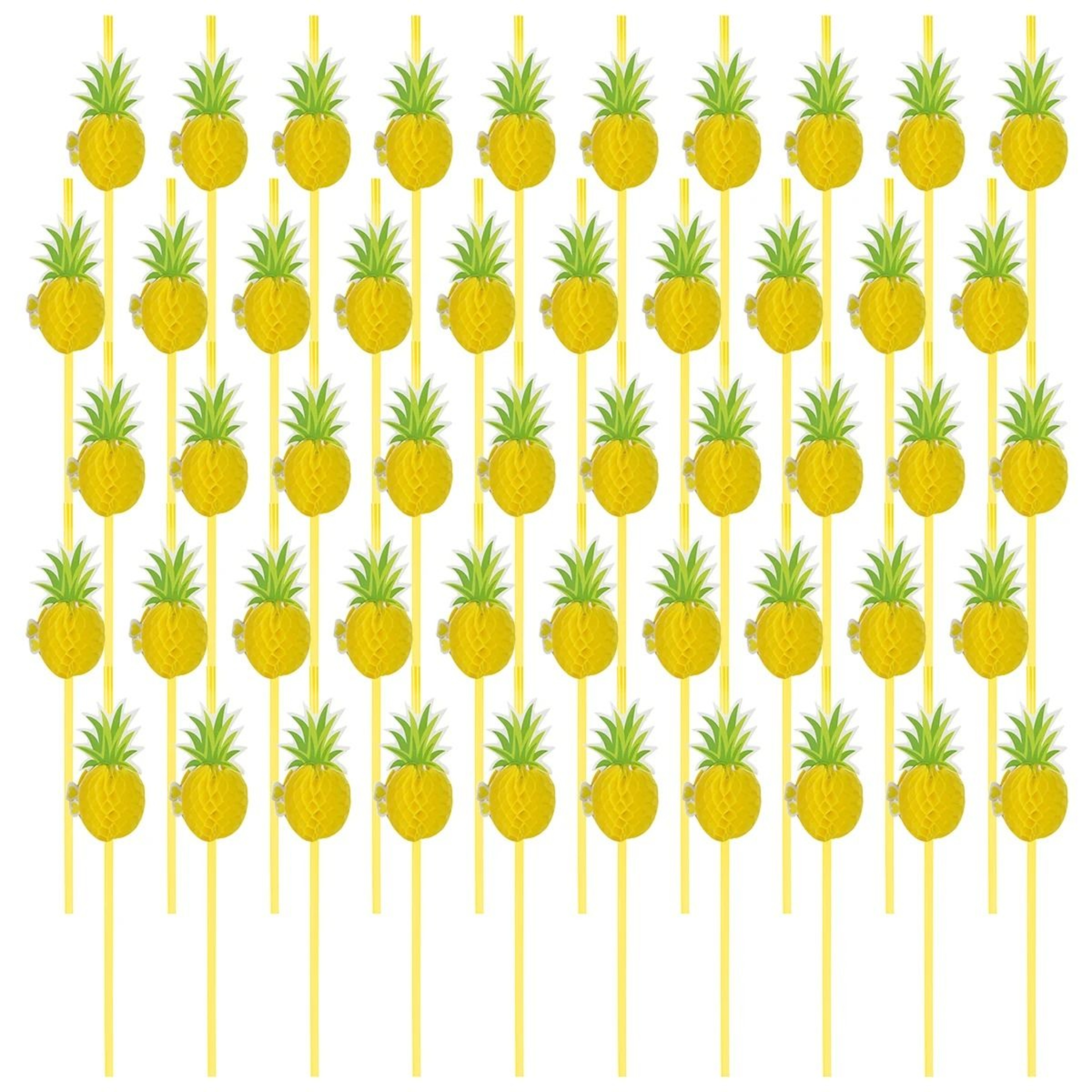 50 Piece 3D Fruit Paper Straws For Tropical Party Drinks 1