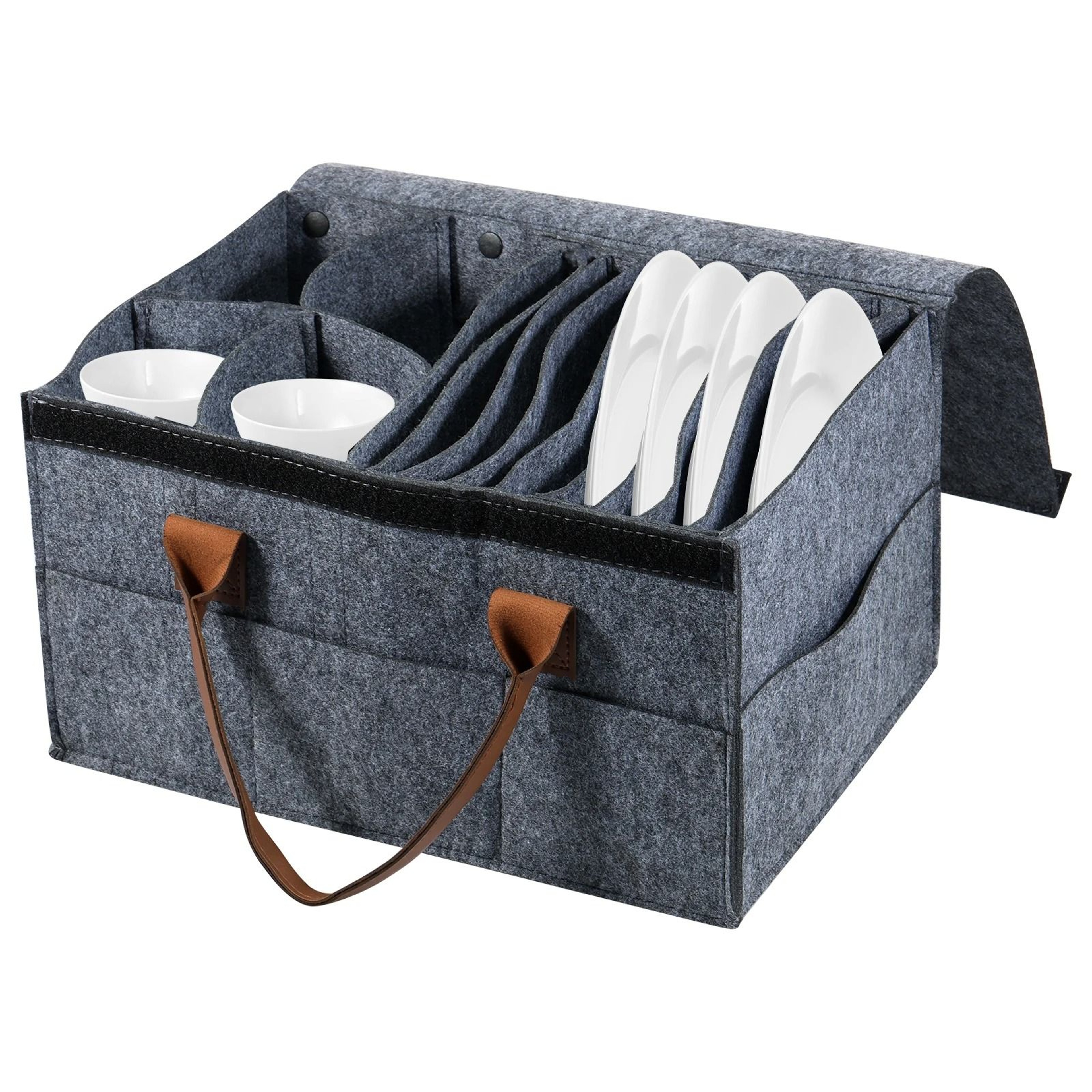 Felt Dish And Cup Storage Bag For RV Camping And Kitchen Cabinets 7