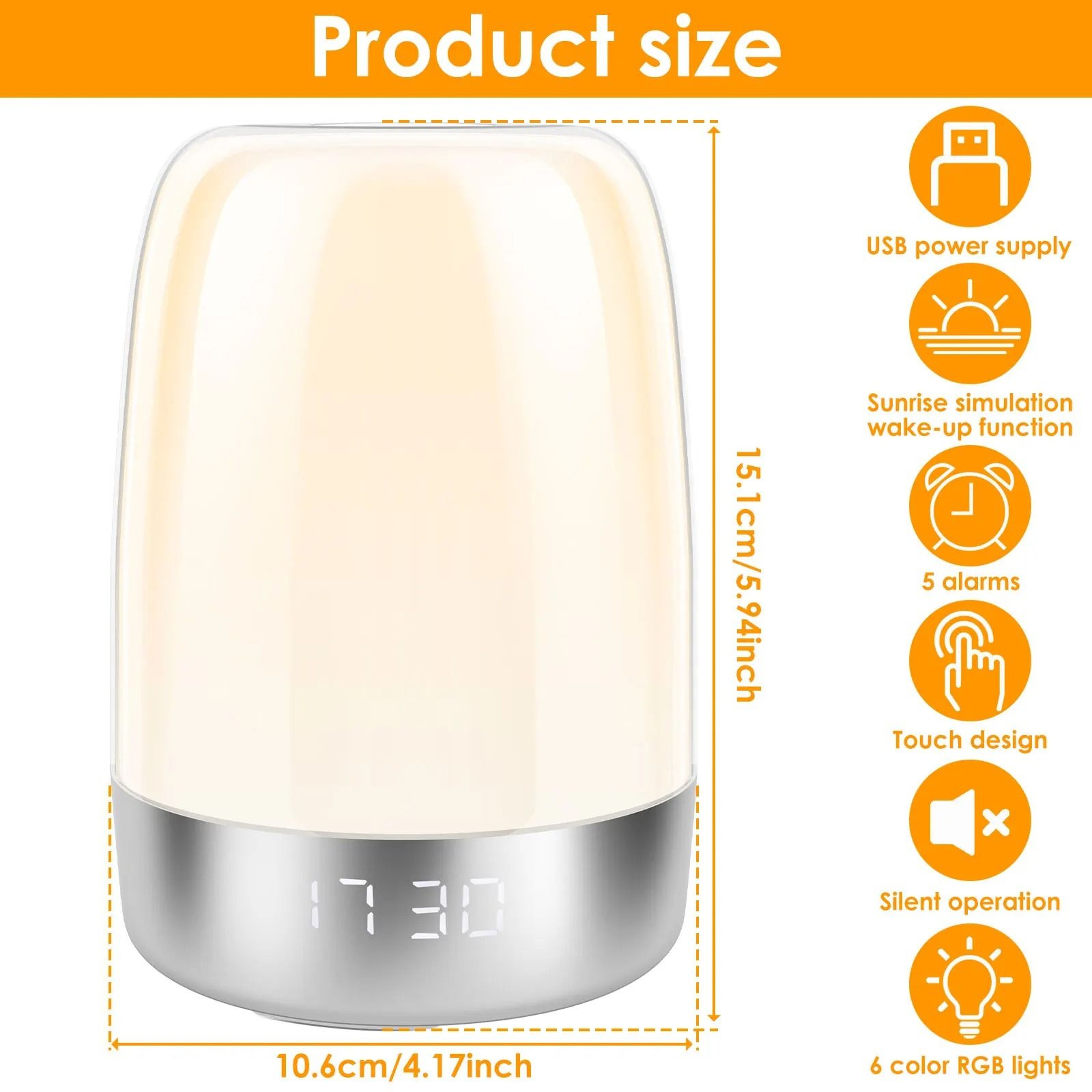 Dimmable Sunrise Alarm Clock With Wake Up Light 8
