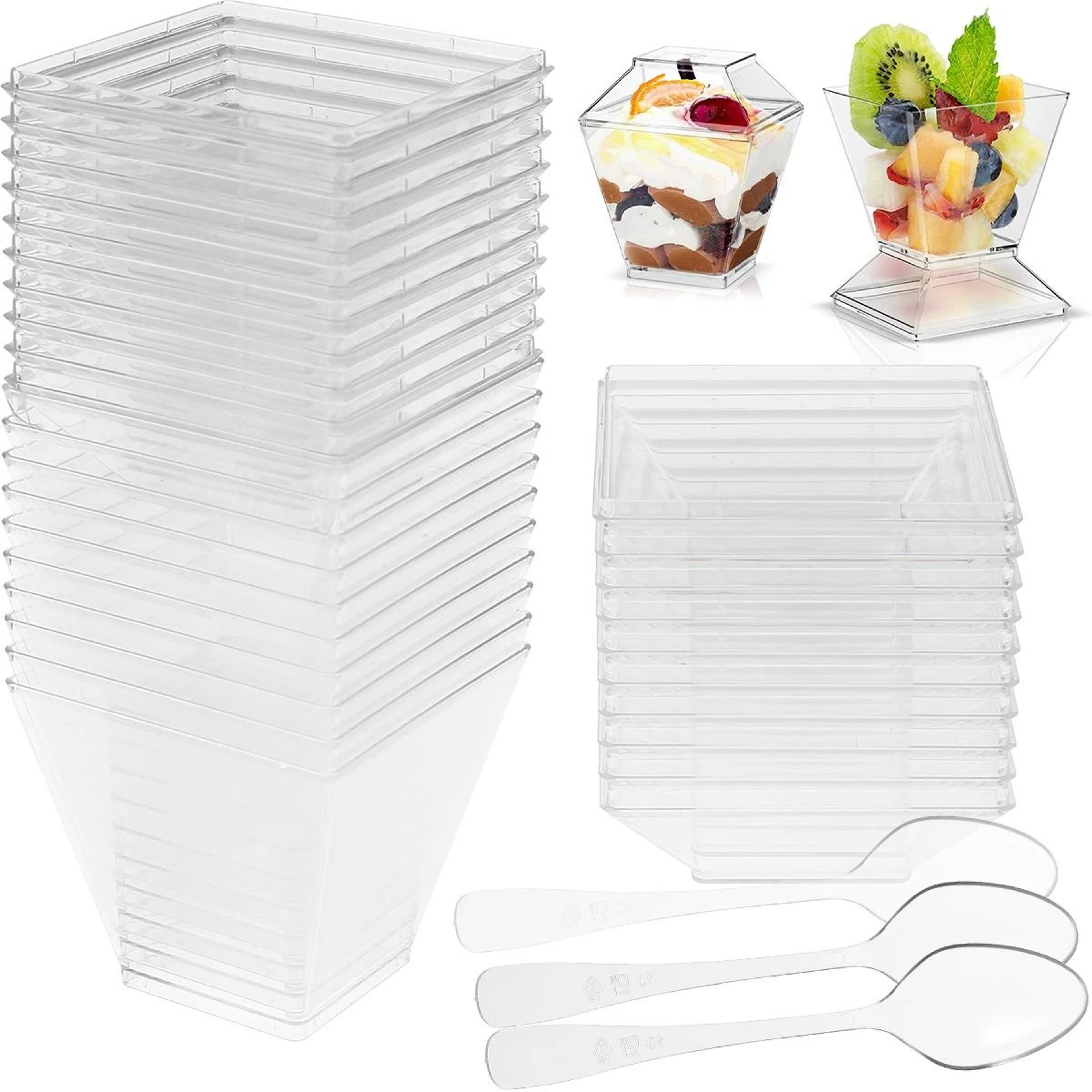 50 Piece Mini Dessert Cups With Lids And Spoons 0