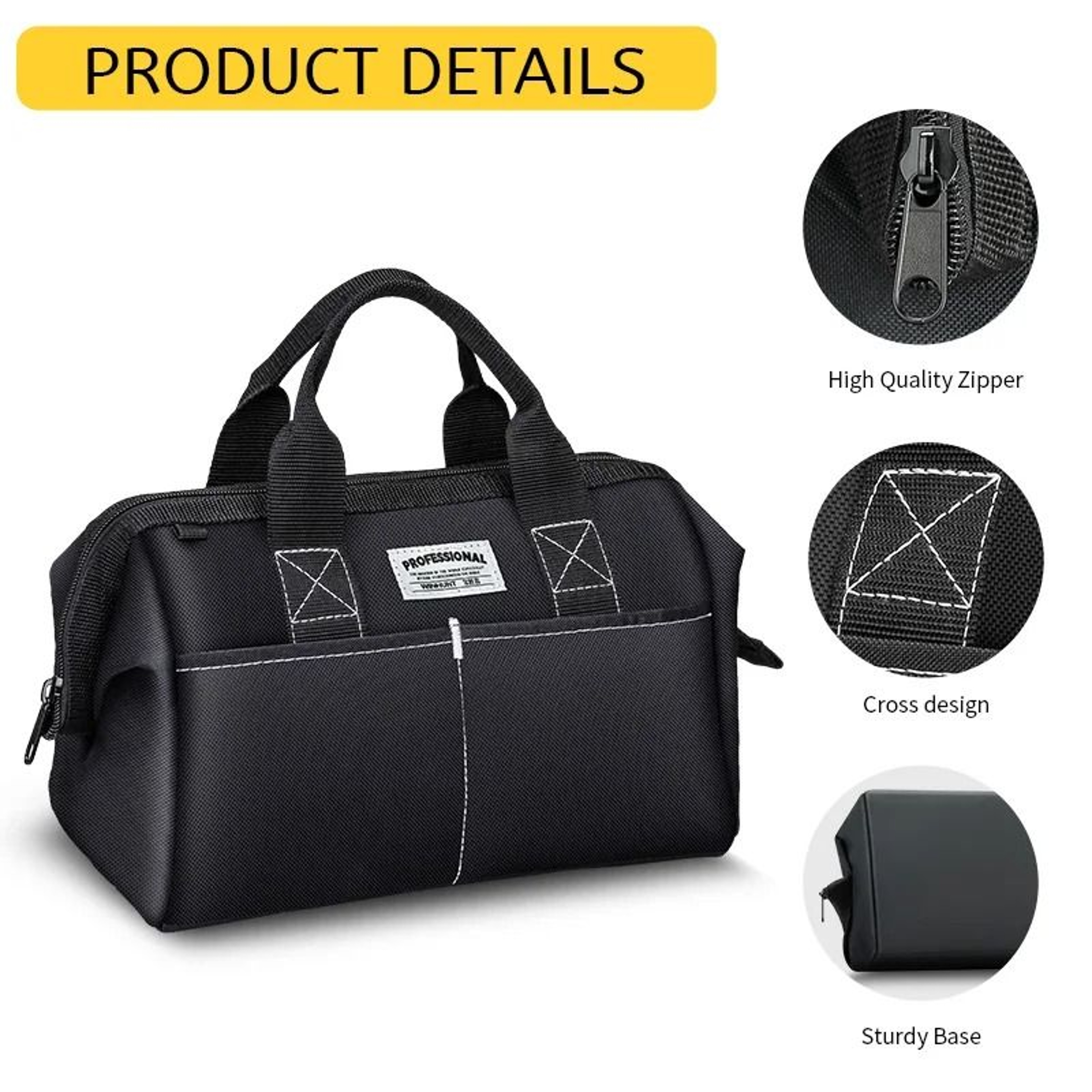 12 Inch Wide Mouth Tool Bag With Sturdy Base 2