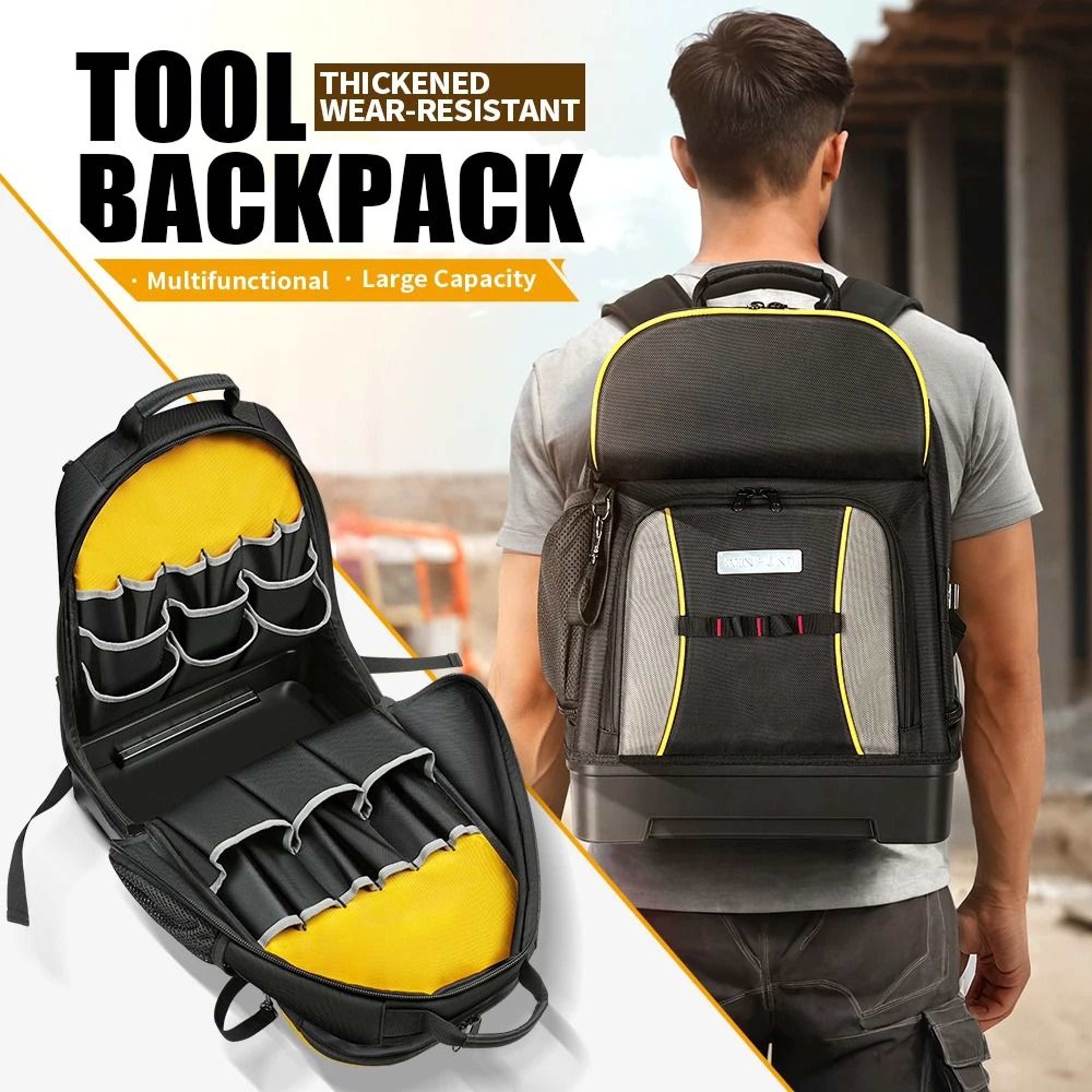 WINHUNT Heavy Duty Tool Backpack With Molded Bottom 7