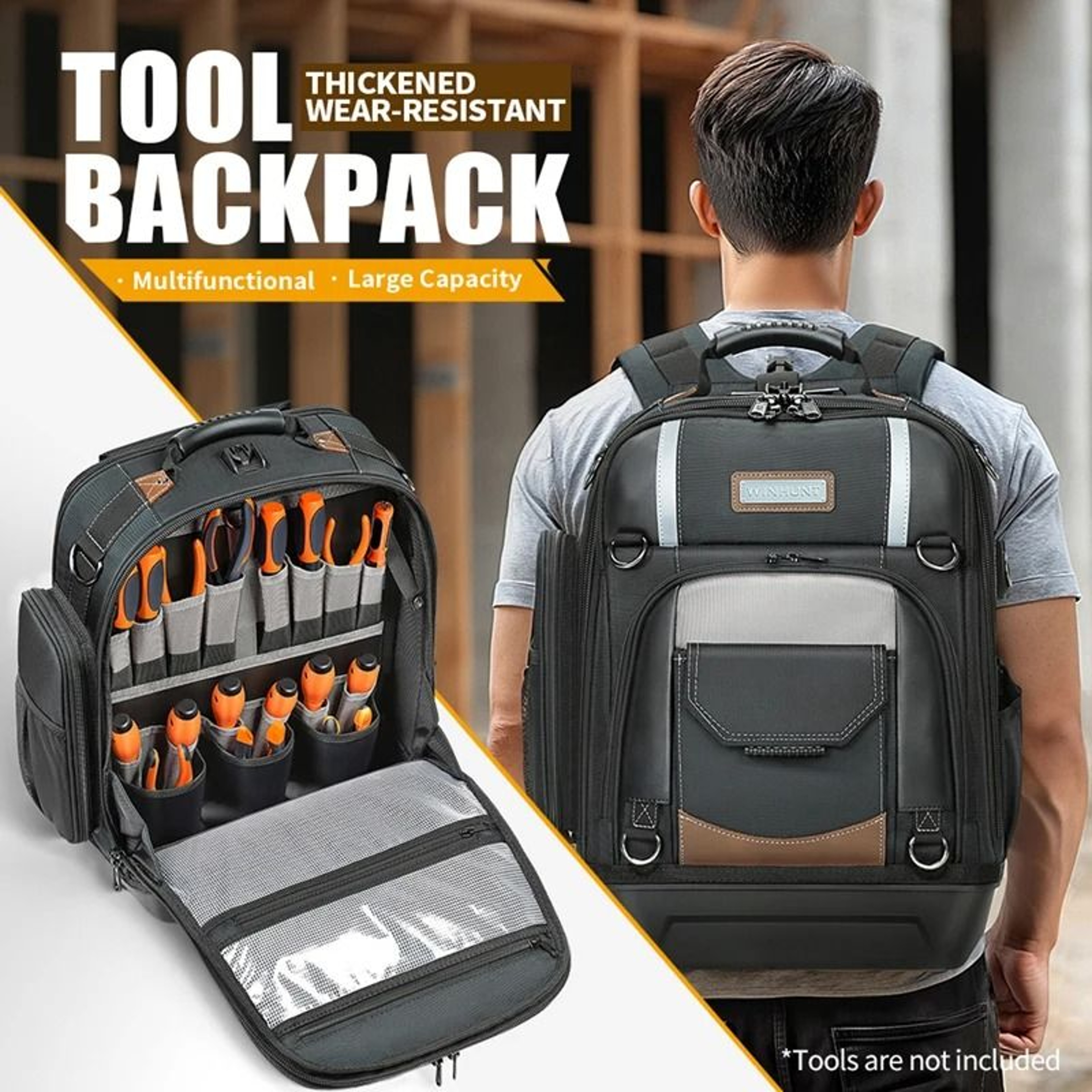 Heavy Duty Tool Backpack With Molded Bottom And Removable Carrier 7