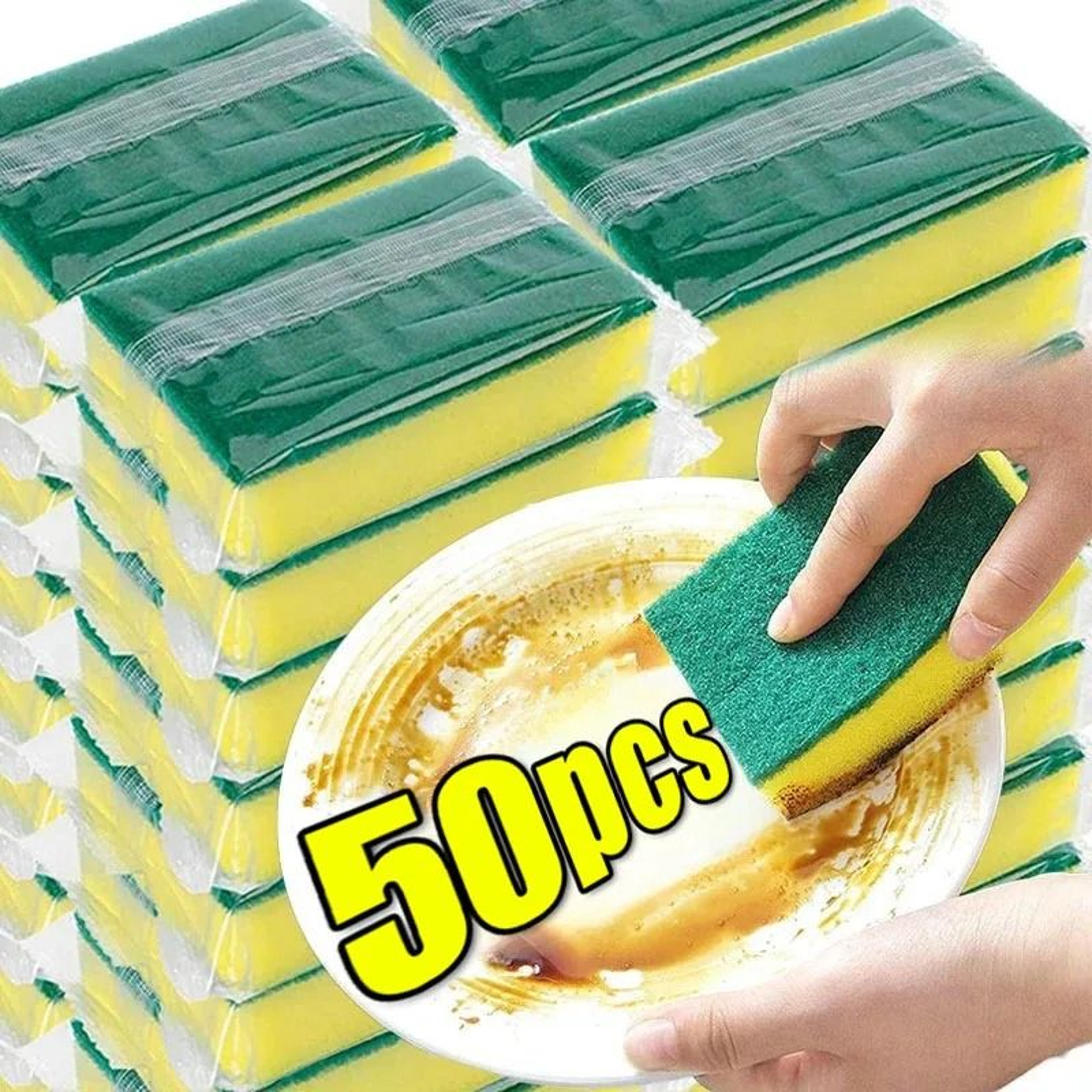 Absorbent Kitchen Dishwashing Sponge Scouring Pads 0