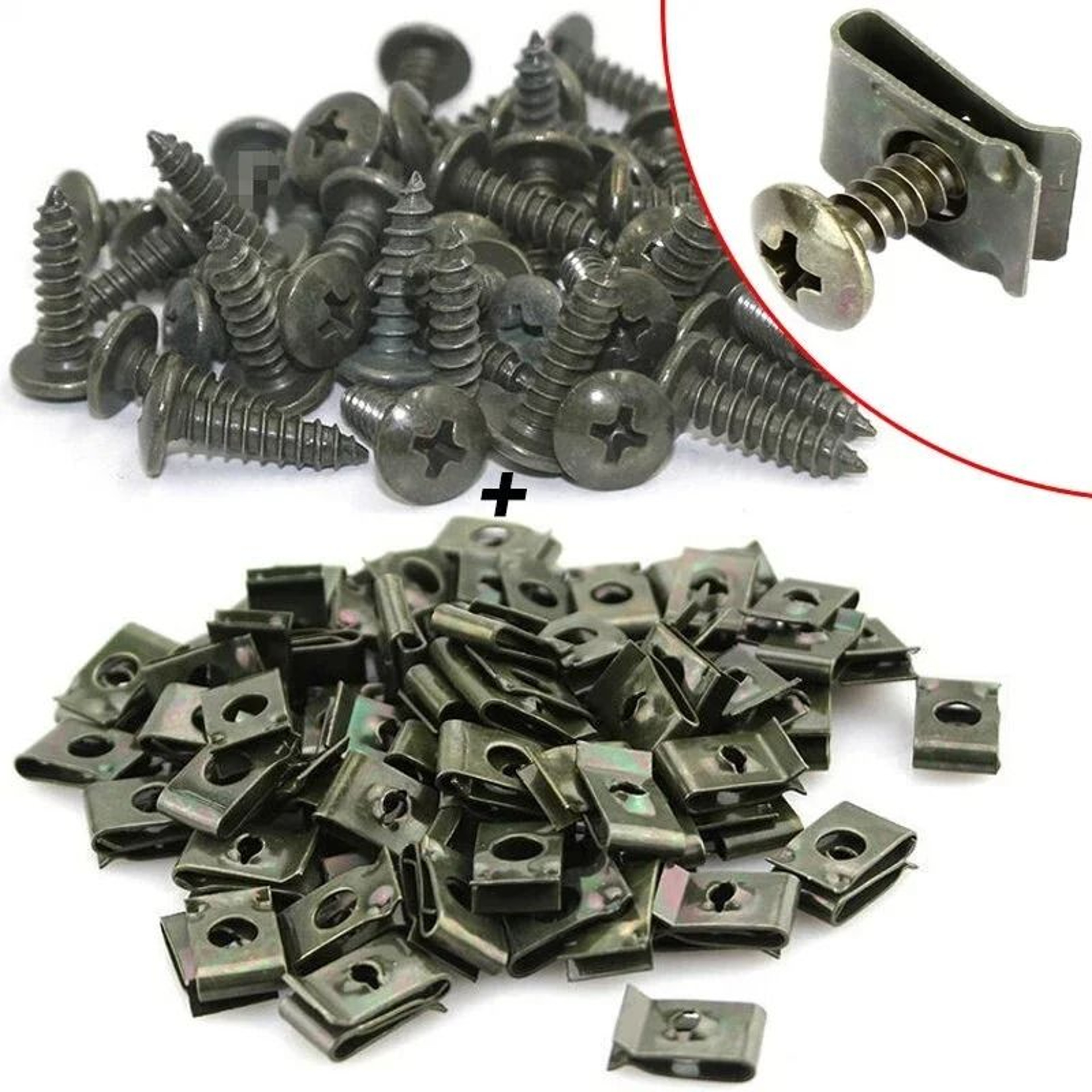 Car Metal U Type Screw Clips Set For Bumper And Fender Repair 1