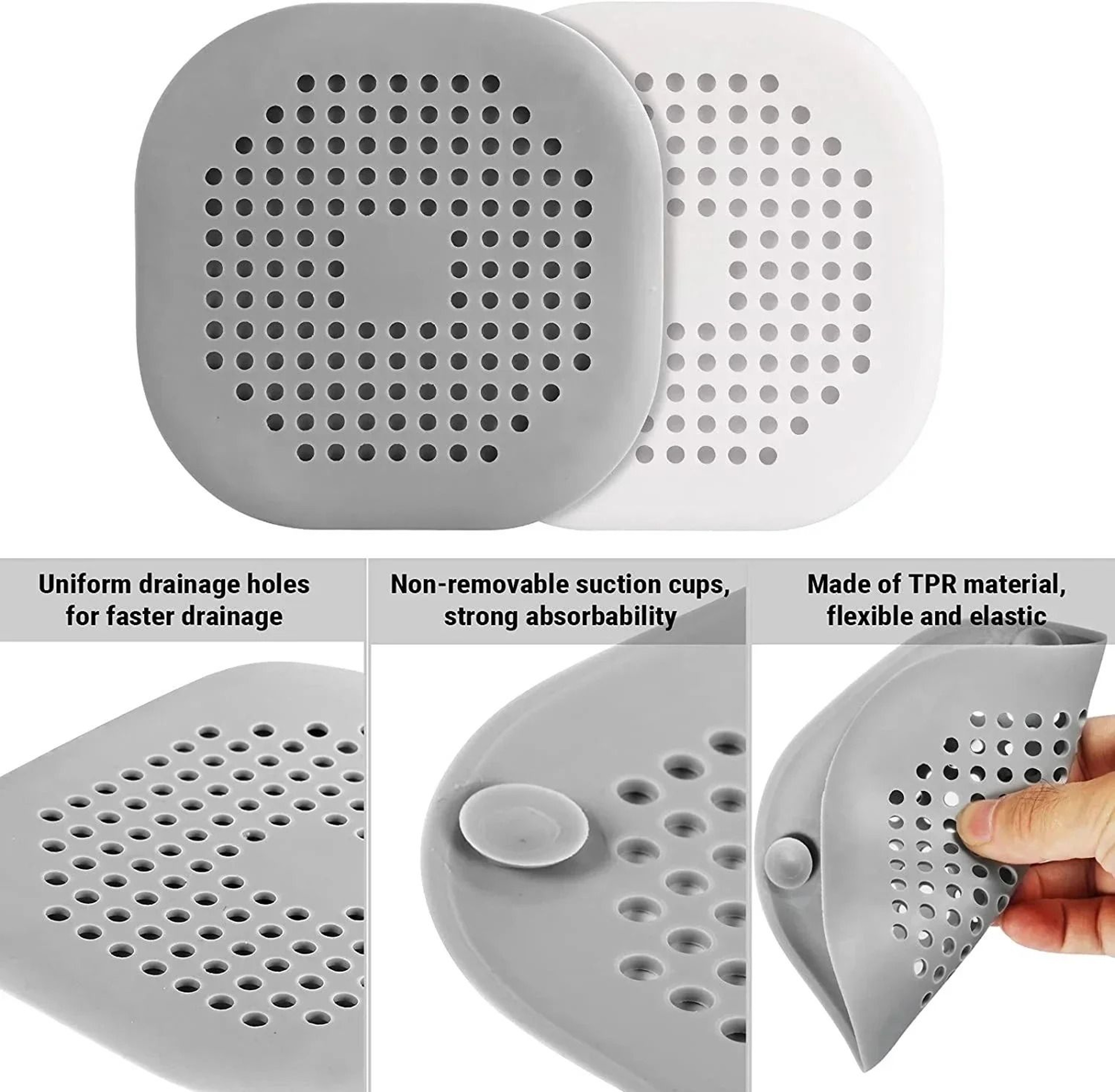 Silicone Shower Drain Hair Catcher For Sink Bathtub And Bathroom Drains 3