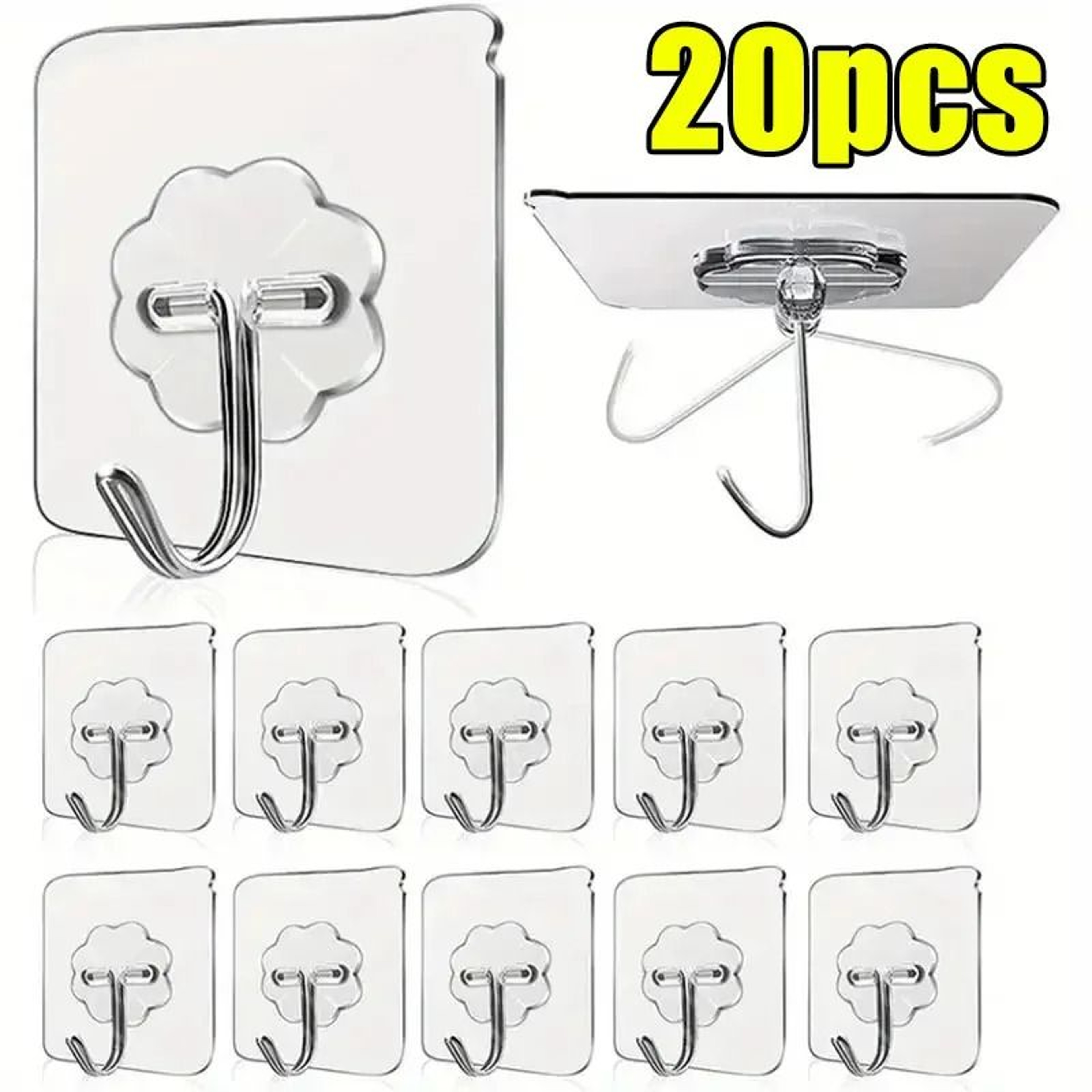 Transparent Stainless Steel Self Adhesive Hooks For Kitchen And Bathroom 3