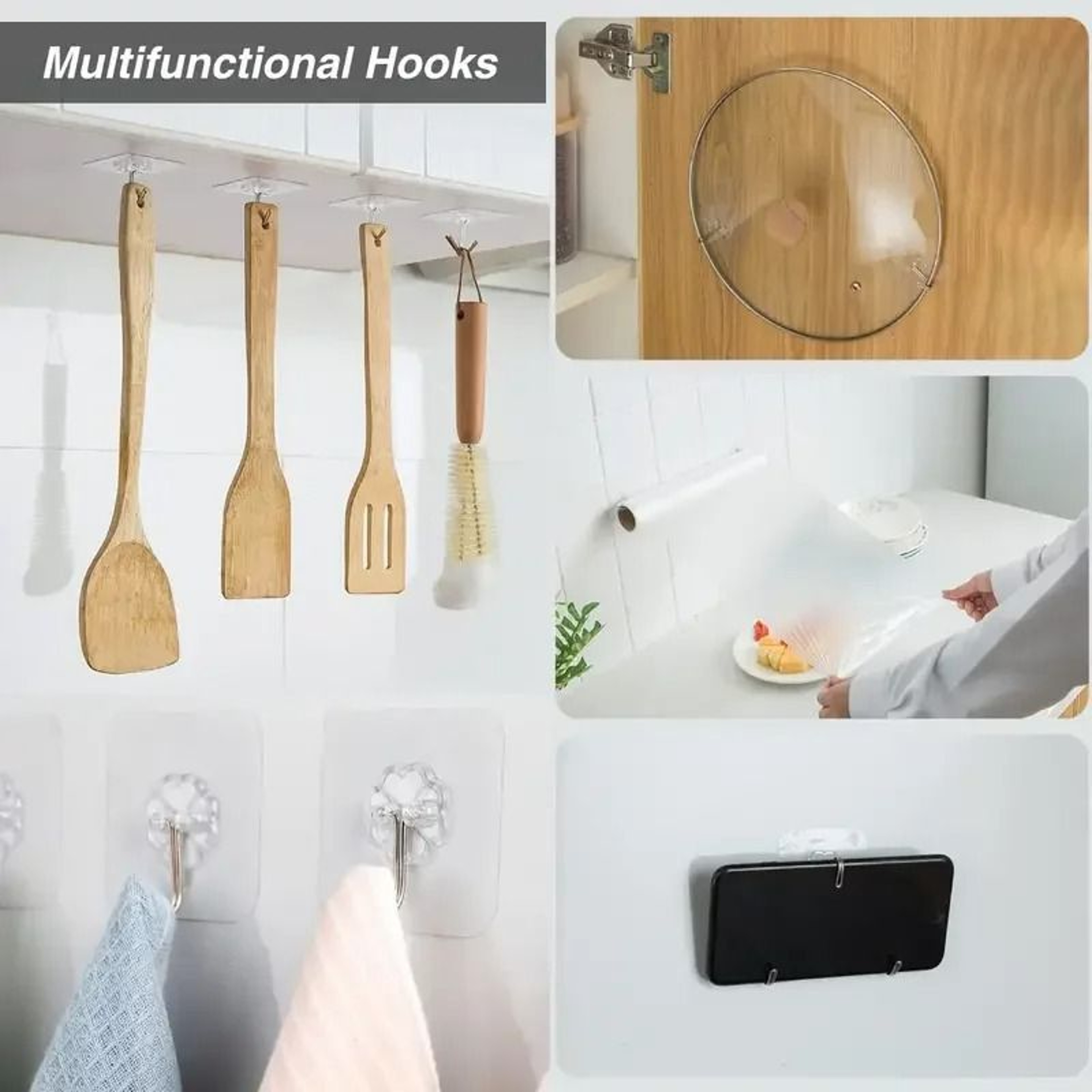 Transparent Self Adhesive Wall Hooks For Kitchen And Bathroom 7
