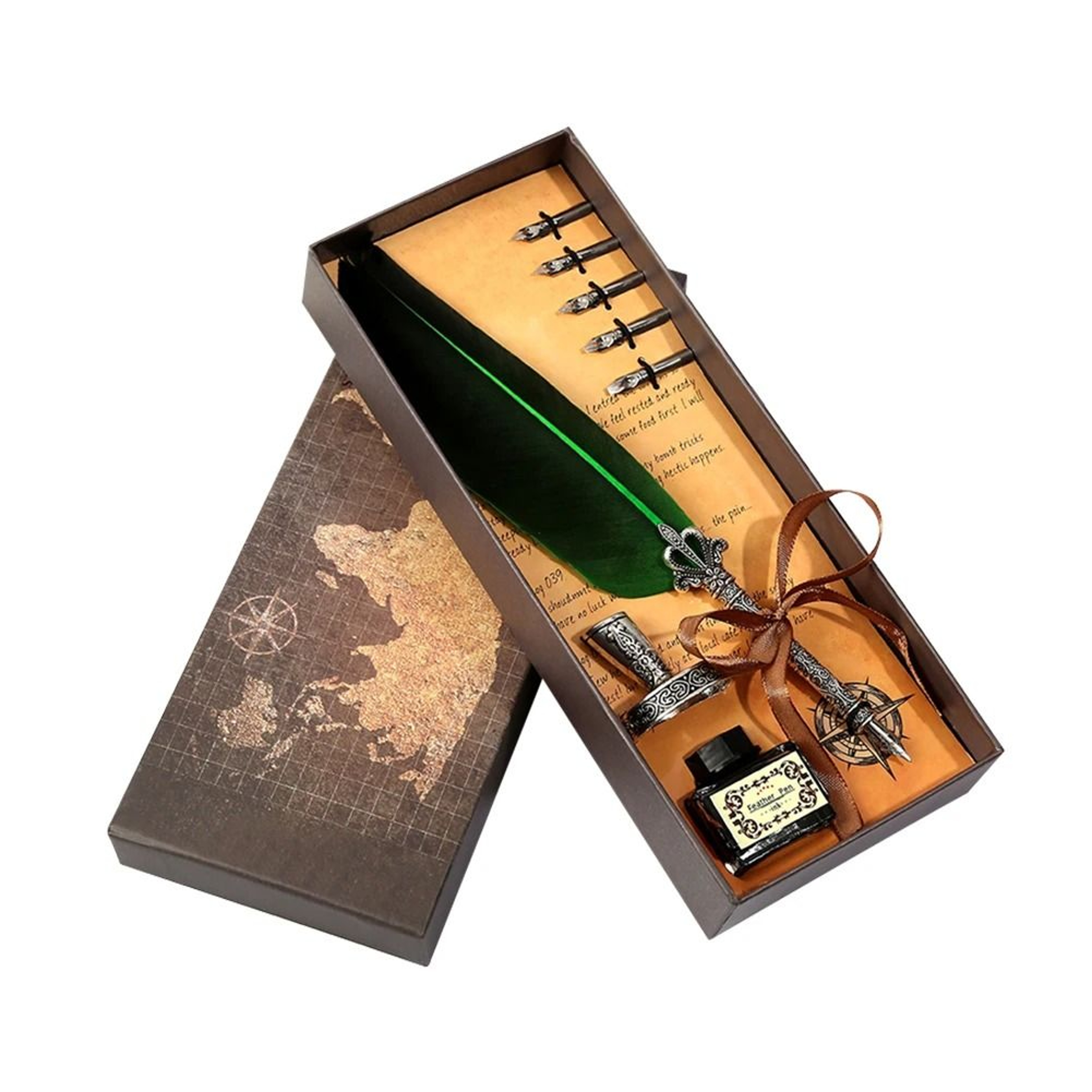 Retro Feather Dip Pen Set With Nibs Gift Box 8