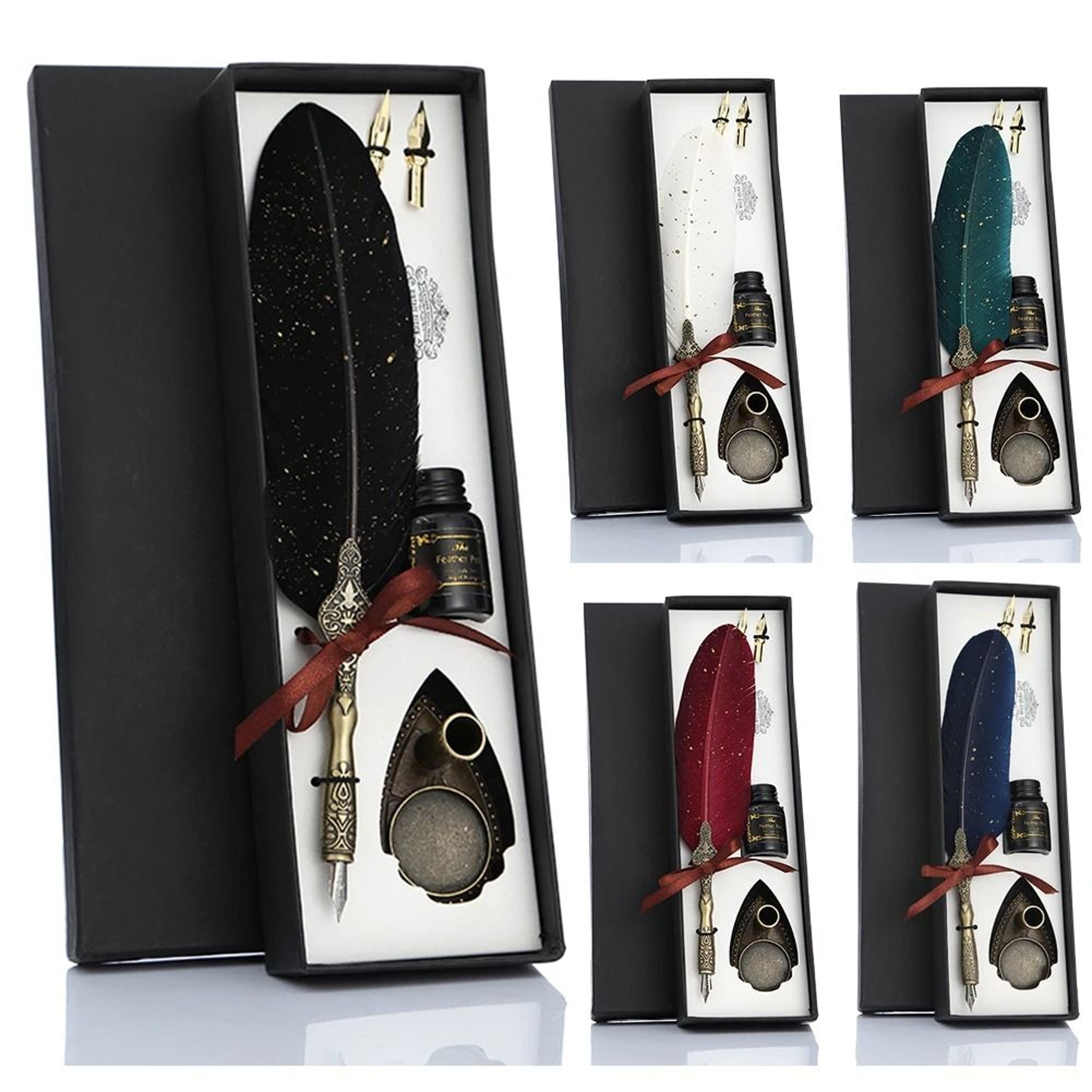Retro Feather Dip Pen Set With Nibs Gift Box 0