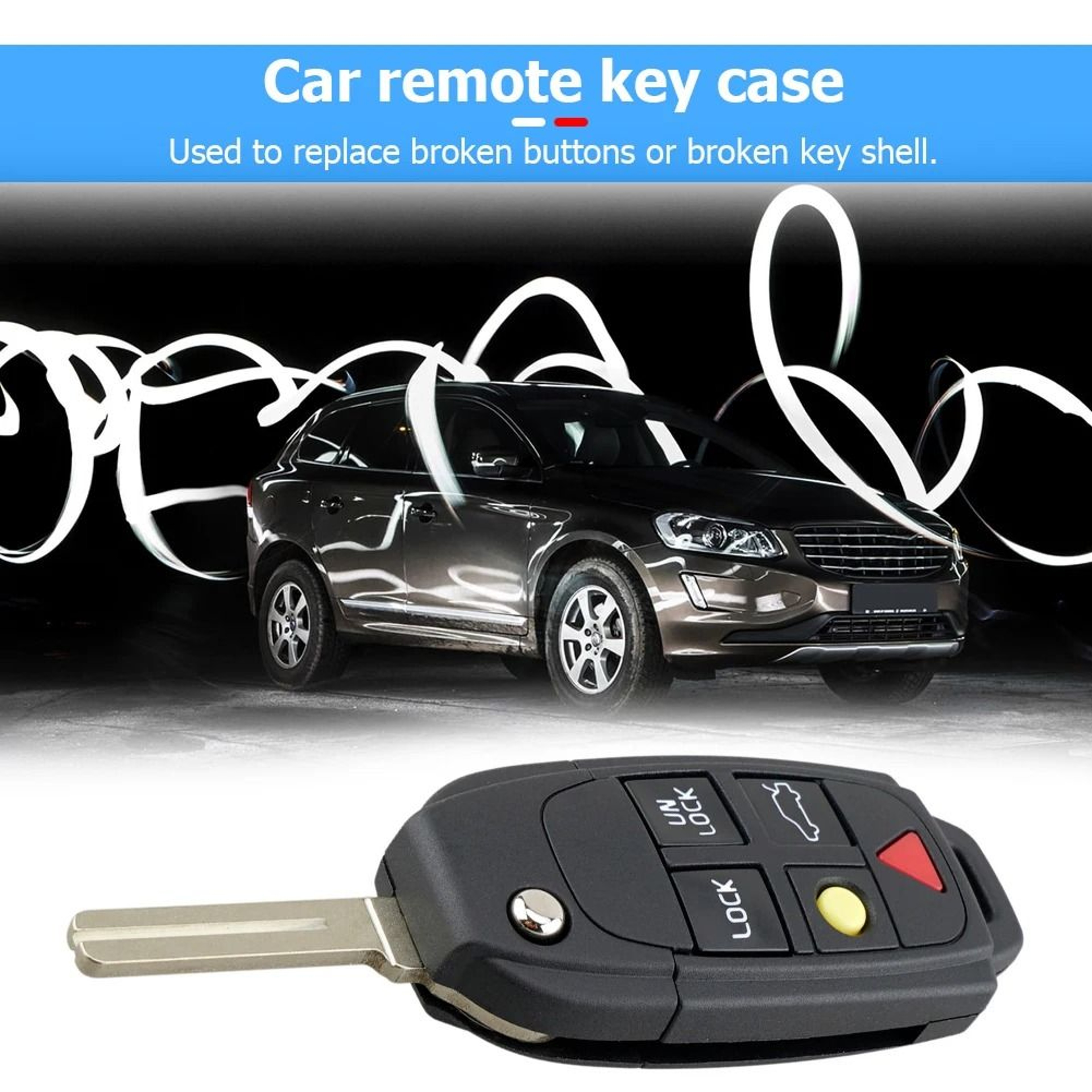 Volvo 5 Button Flip Car Key Case Replacement Shell 1
