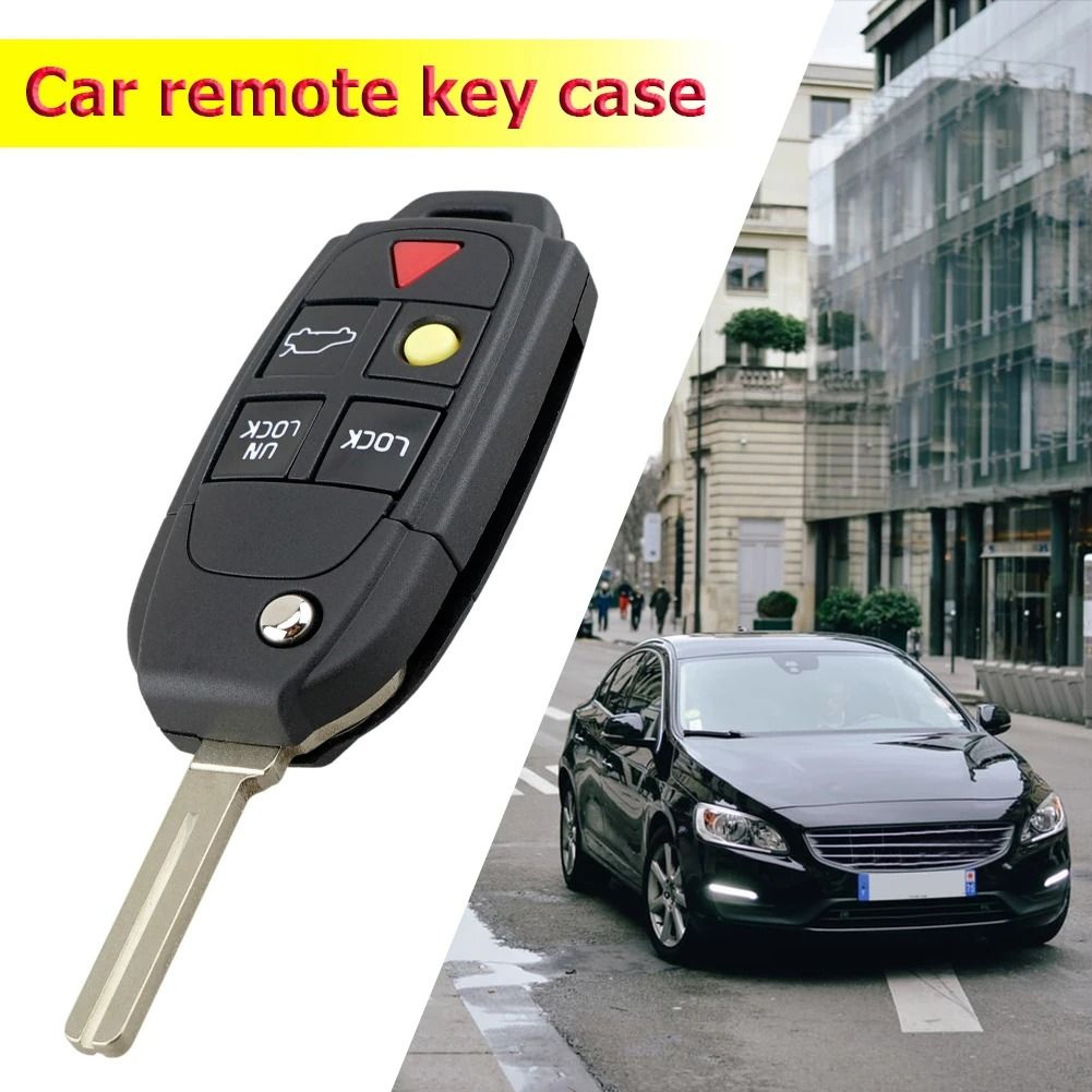 Volvo 5 Button Flip Car Key Case Replacement Shell 5