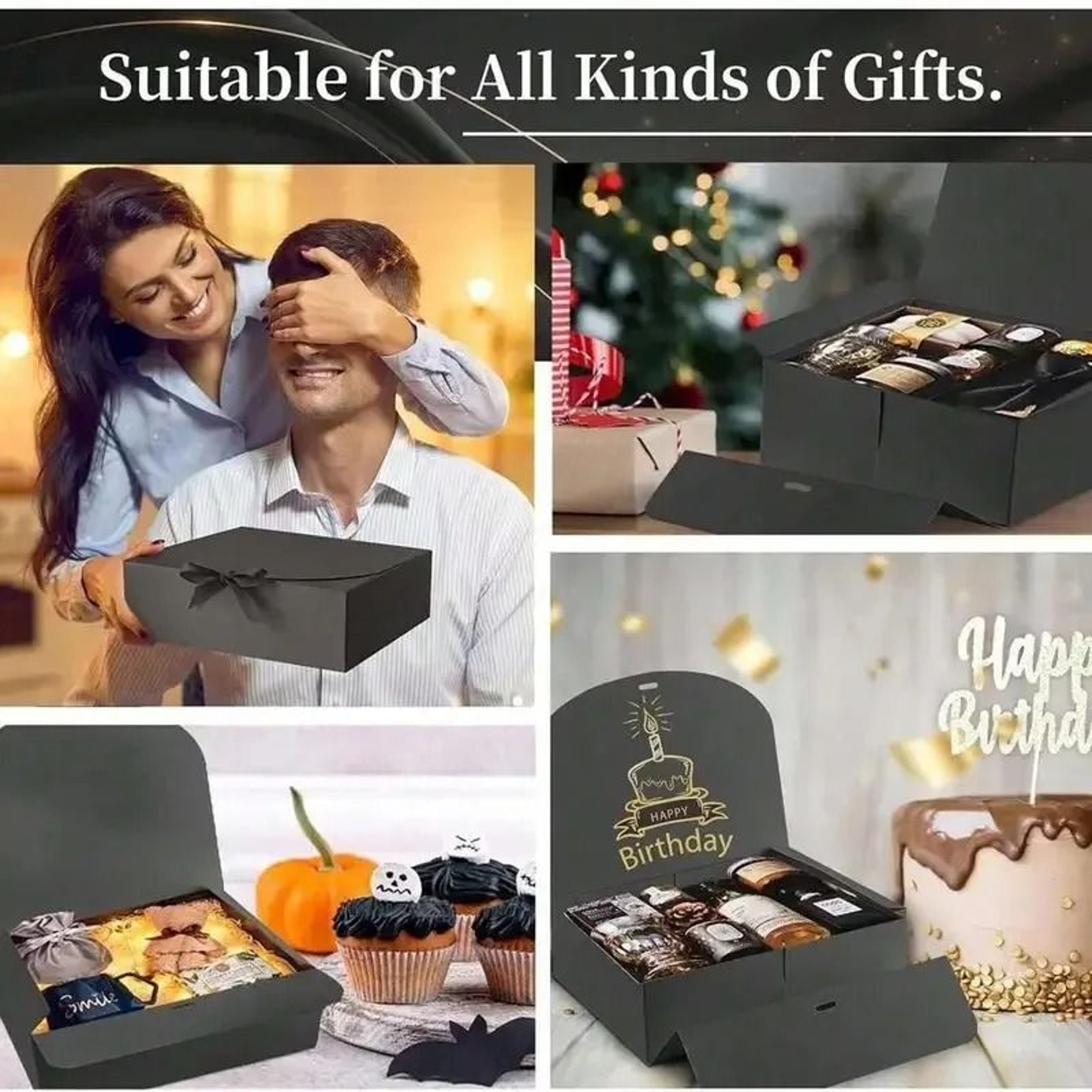 Deluxe Black Gift Box With Lid And Ribbon 4