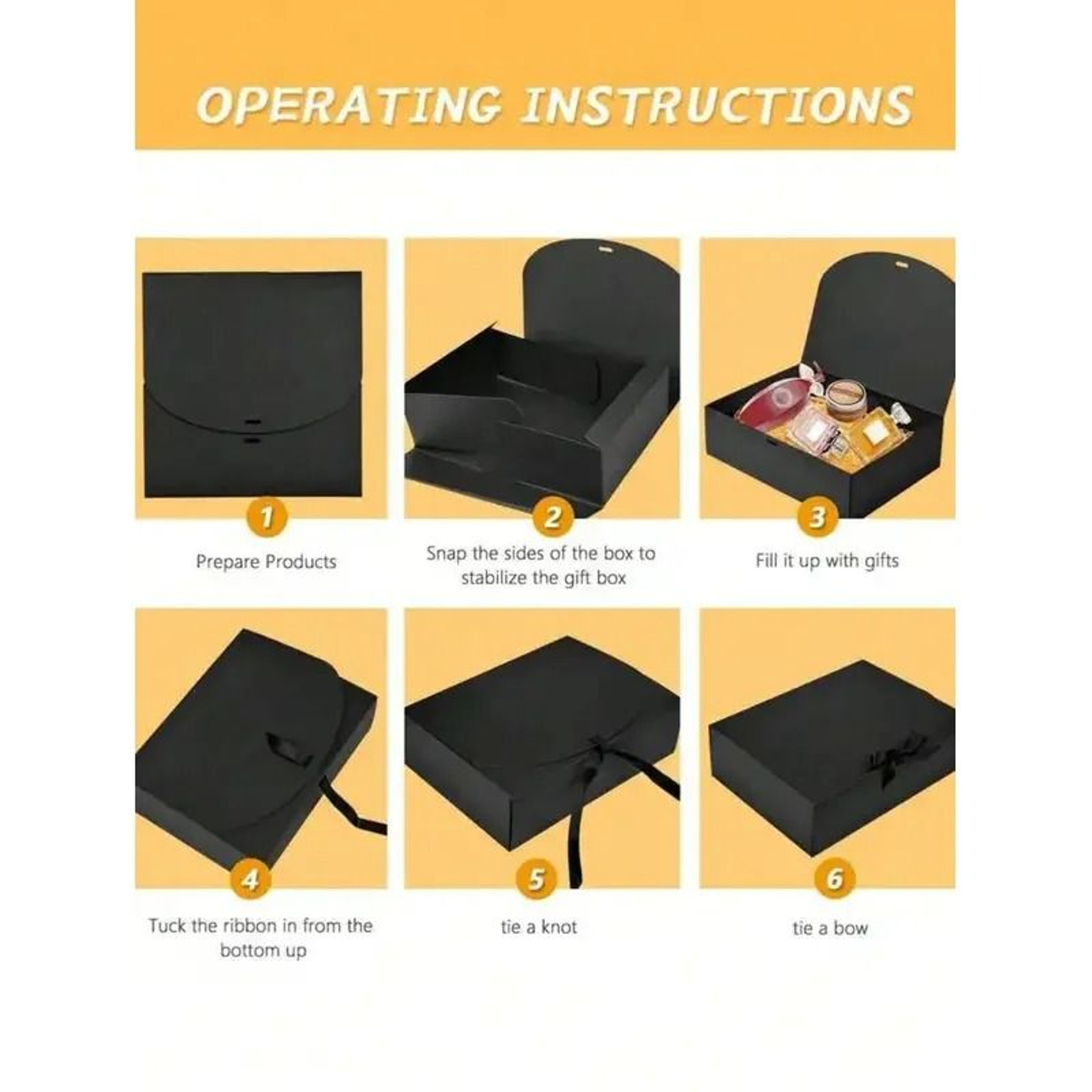 Deluxe Black Gift Box With Lid And Ribbon 8