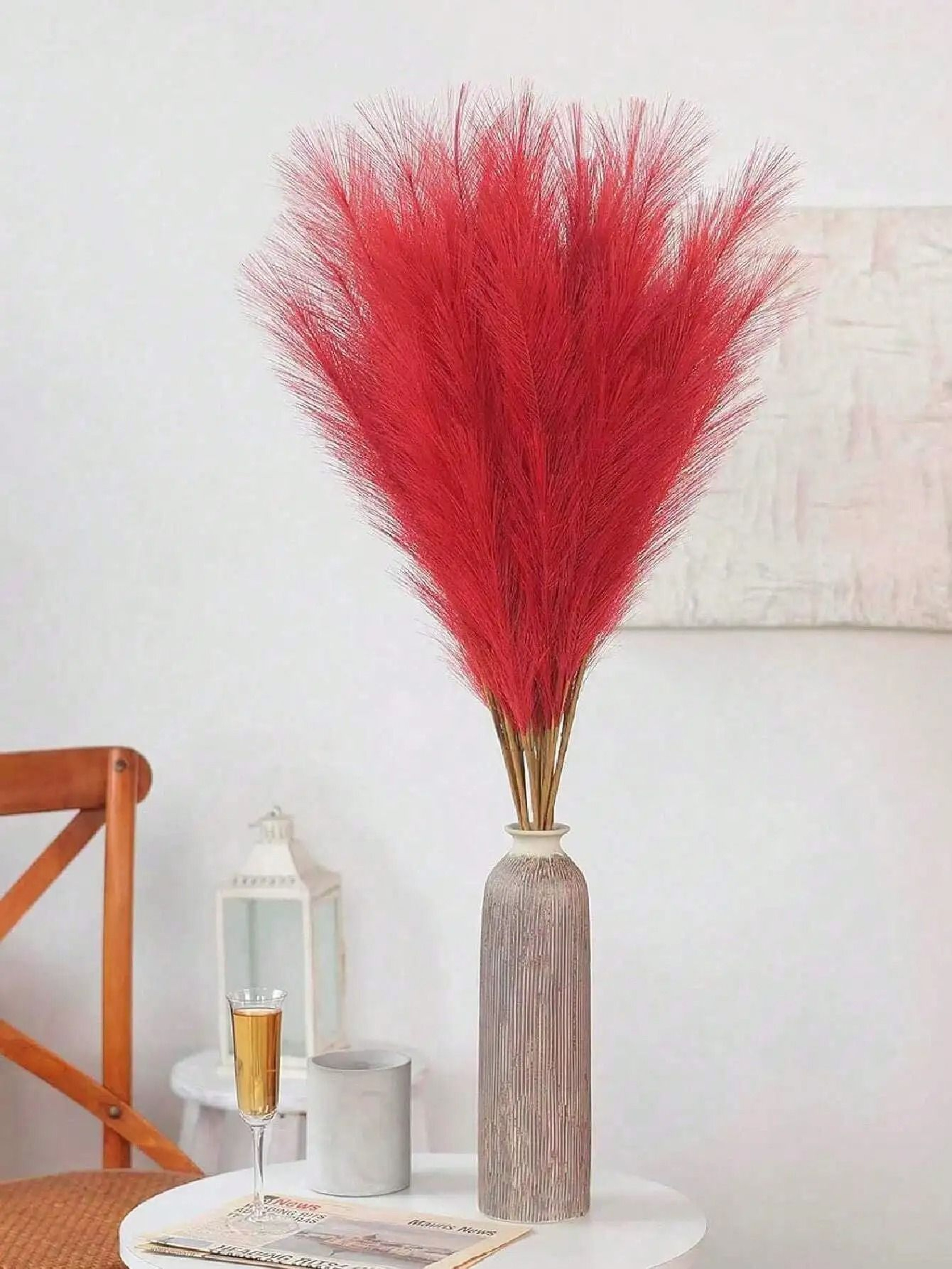Red Artificial Pampas Reeds For Wedding And Party Decor 12