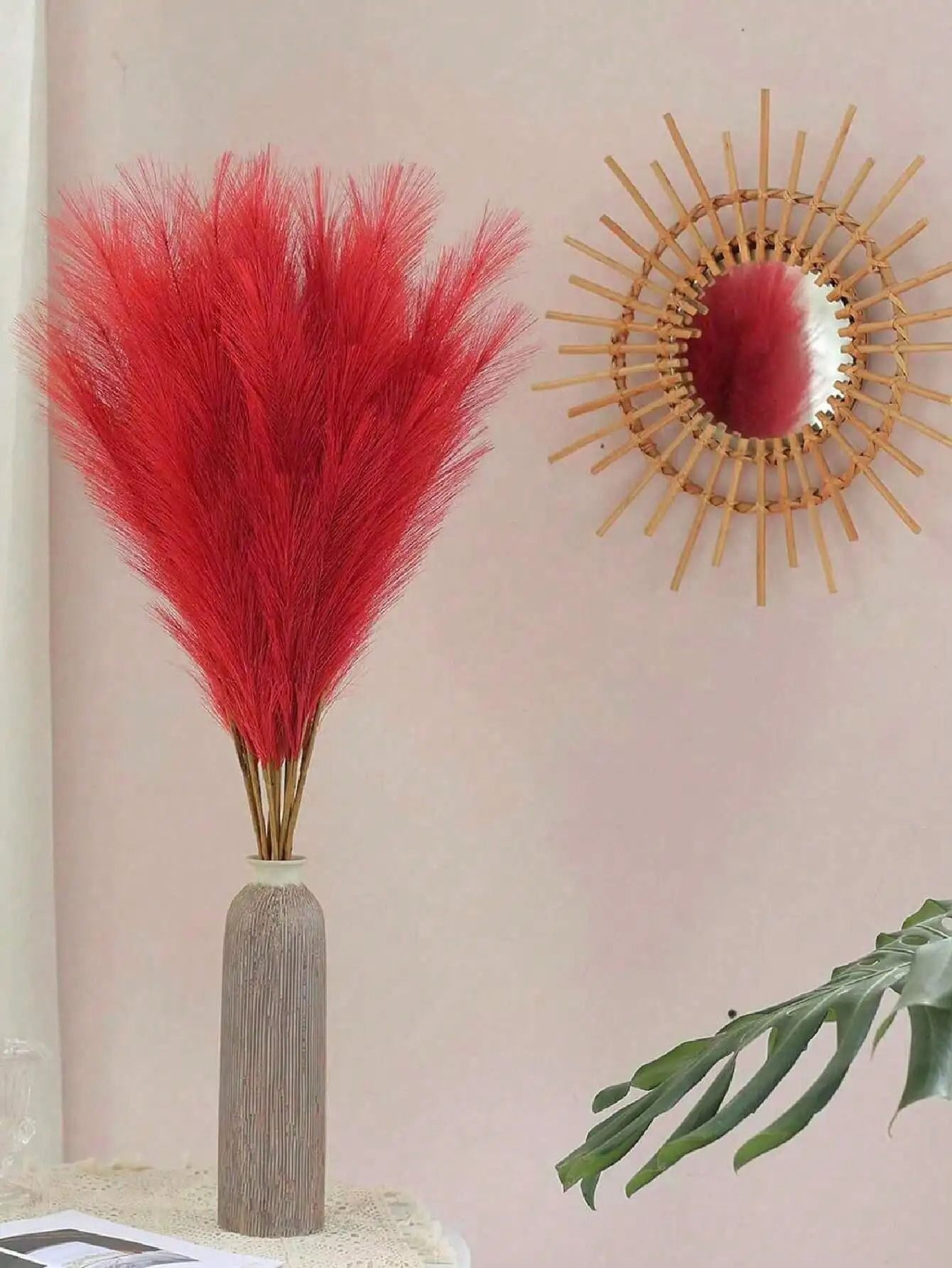 Red Artificial Pampas Reeds For Wedding And Party Decor 13