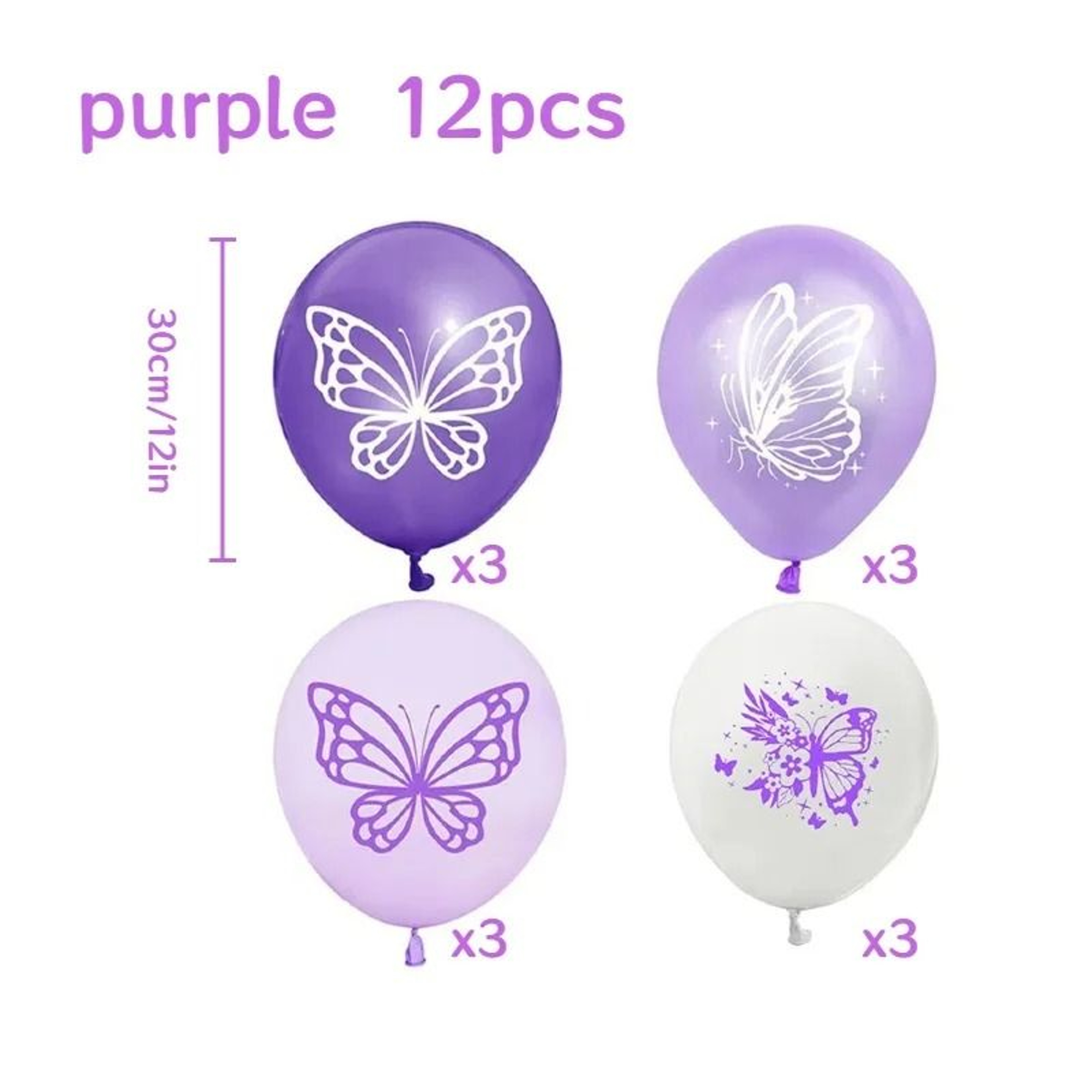 Butterfly Latex Balloons For Birthday Party Decor 12 Pack 1