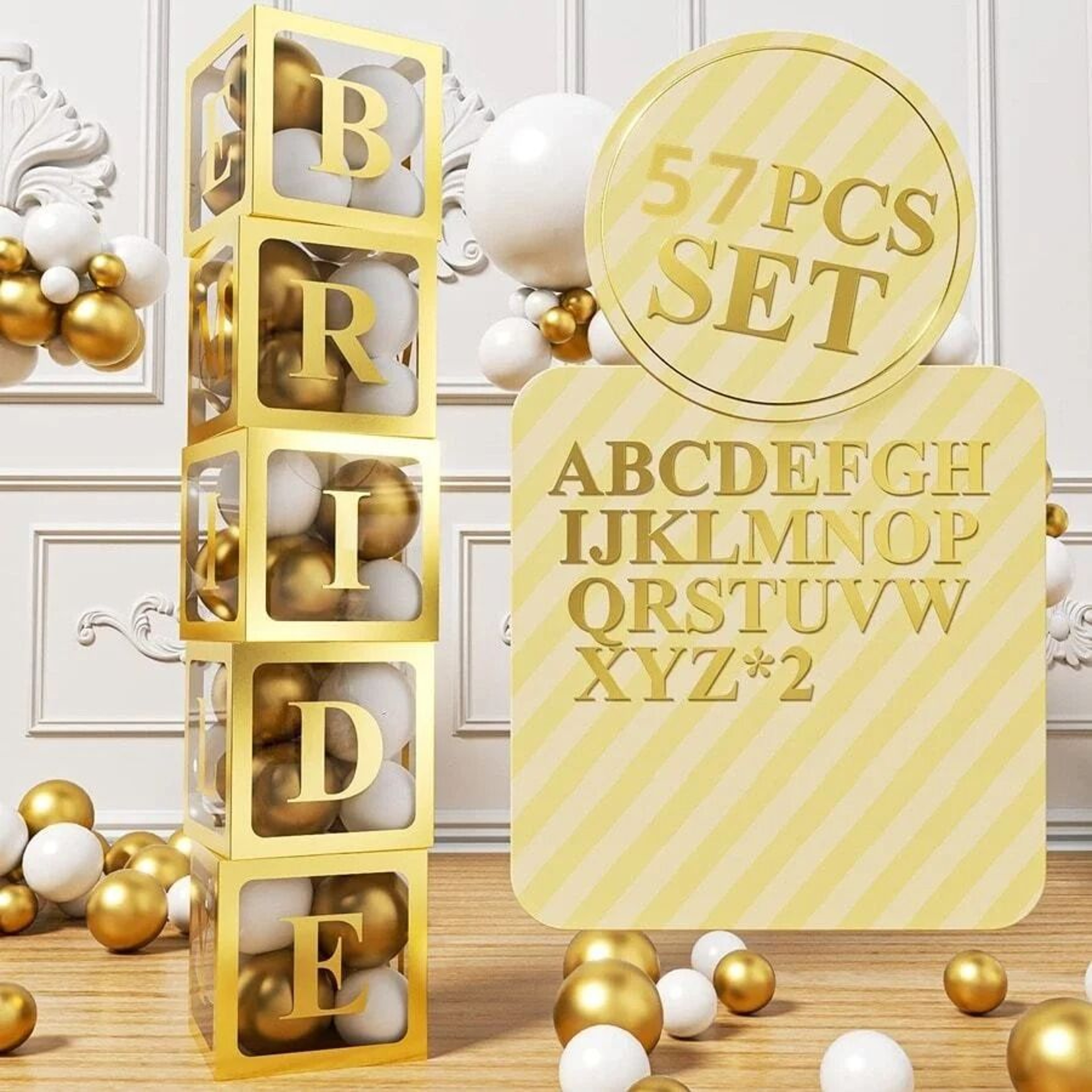 White Balloon Boxes With Letters For Party Decor 5 Pack 2