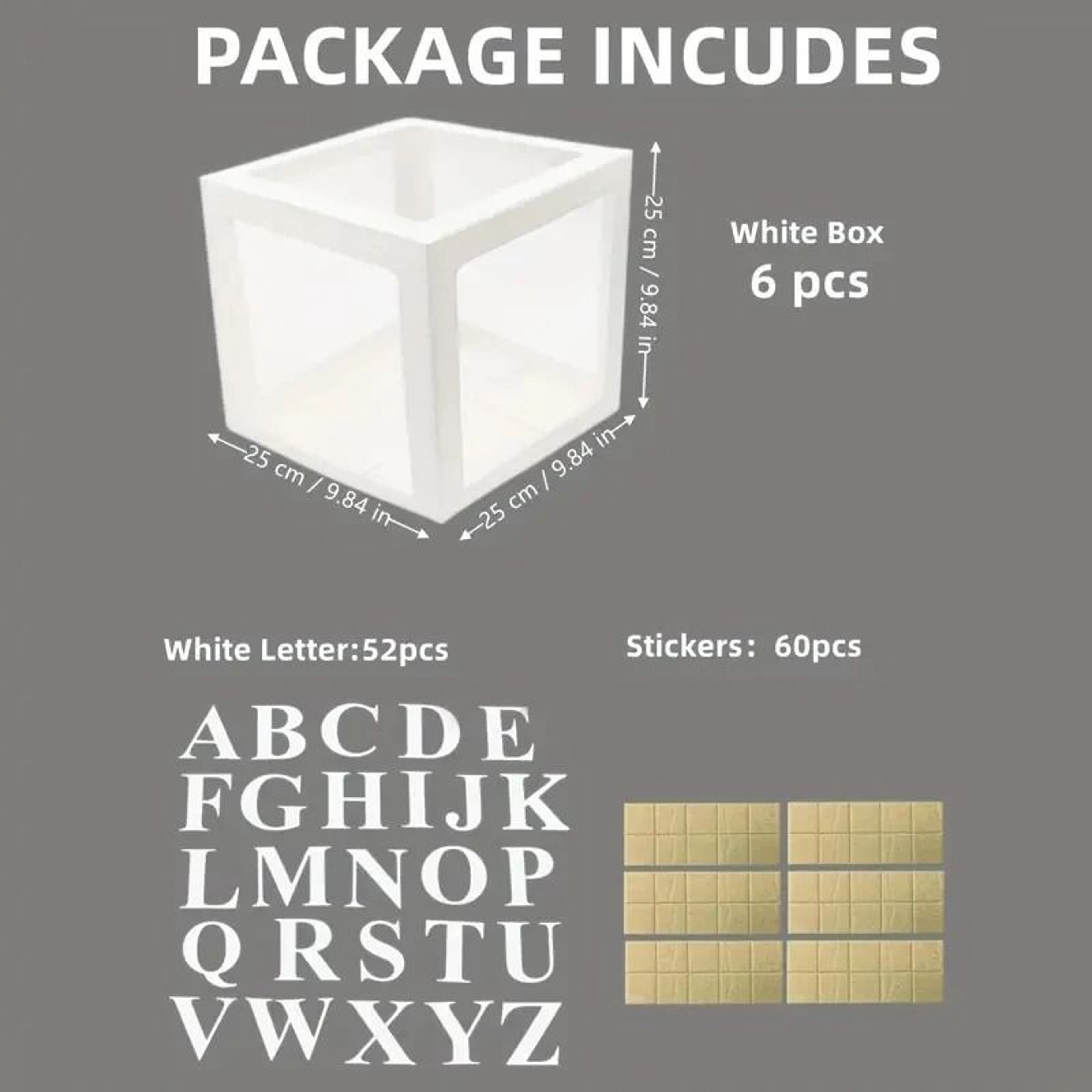 White Balloon Boxes With Letters For Party Decor 5 Pack 4