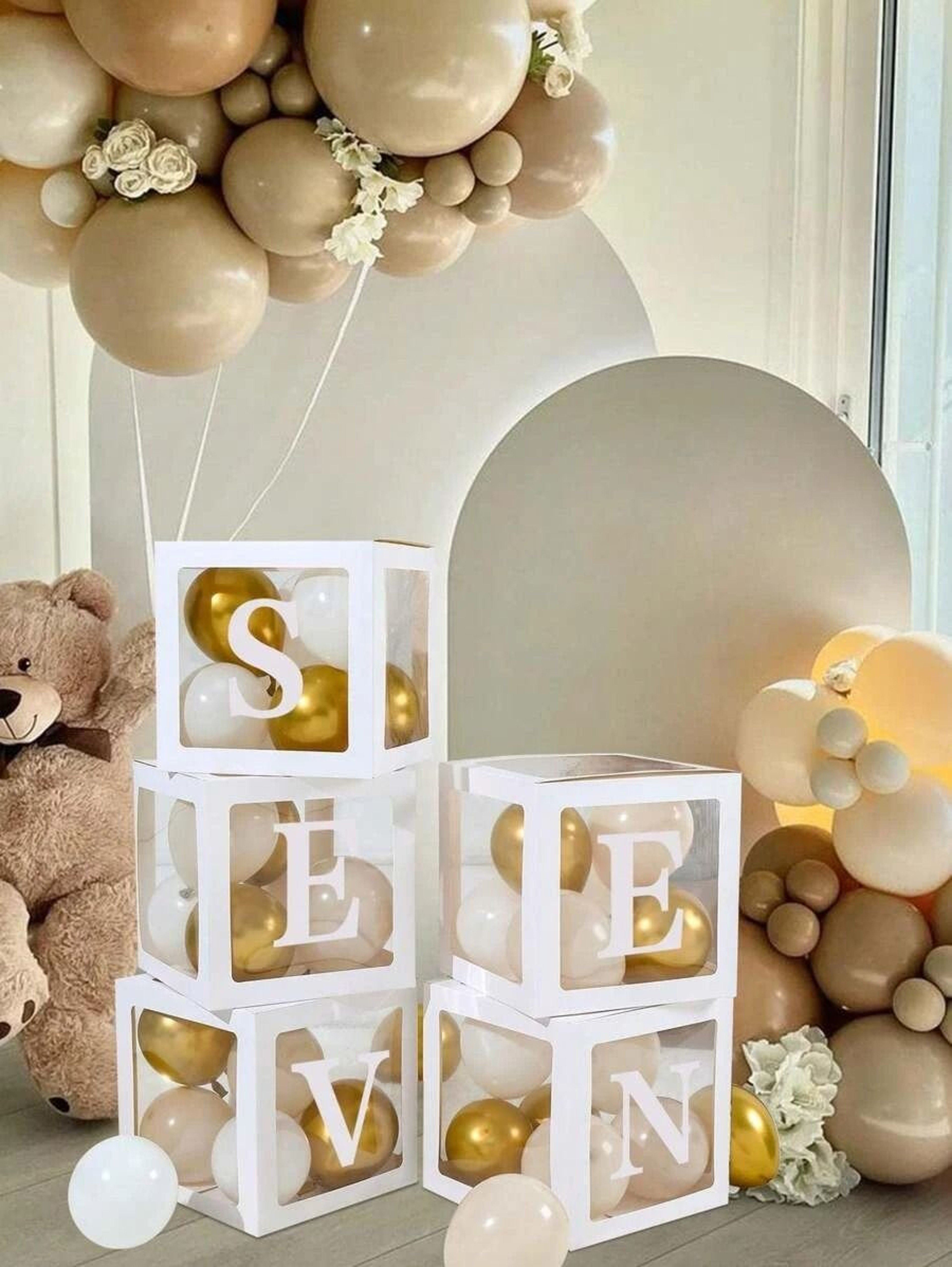 White Balloon Boxes With Letters For Party Decor 5 Pack 5