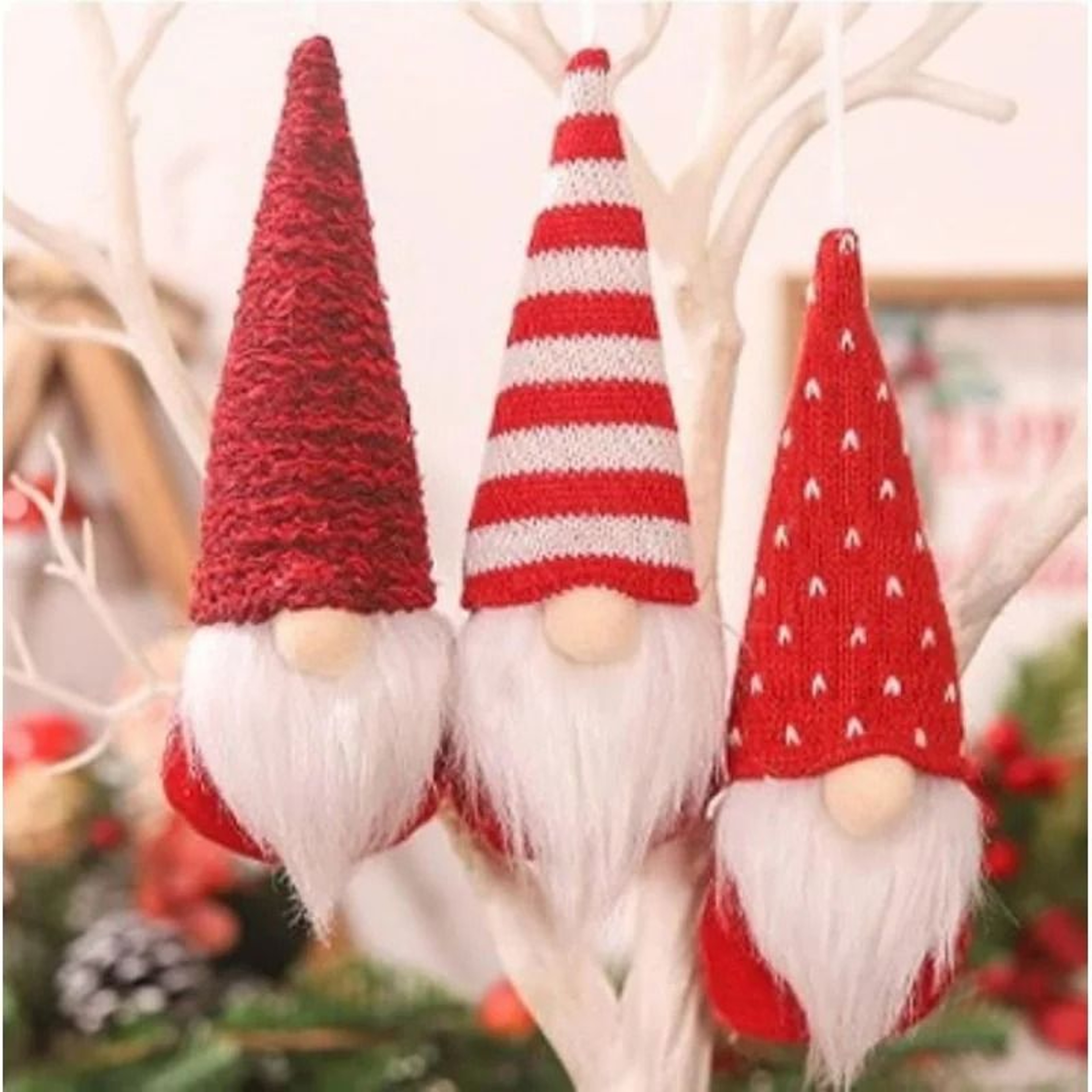 Swedish Plush Gnome Christmas Hanging Ornaments 3 Pack 0