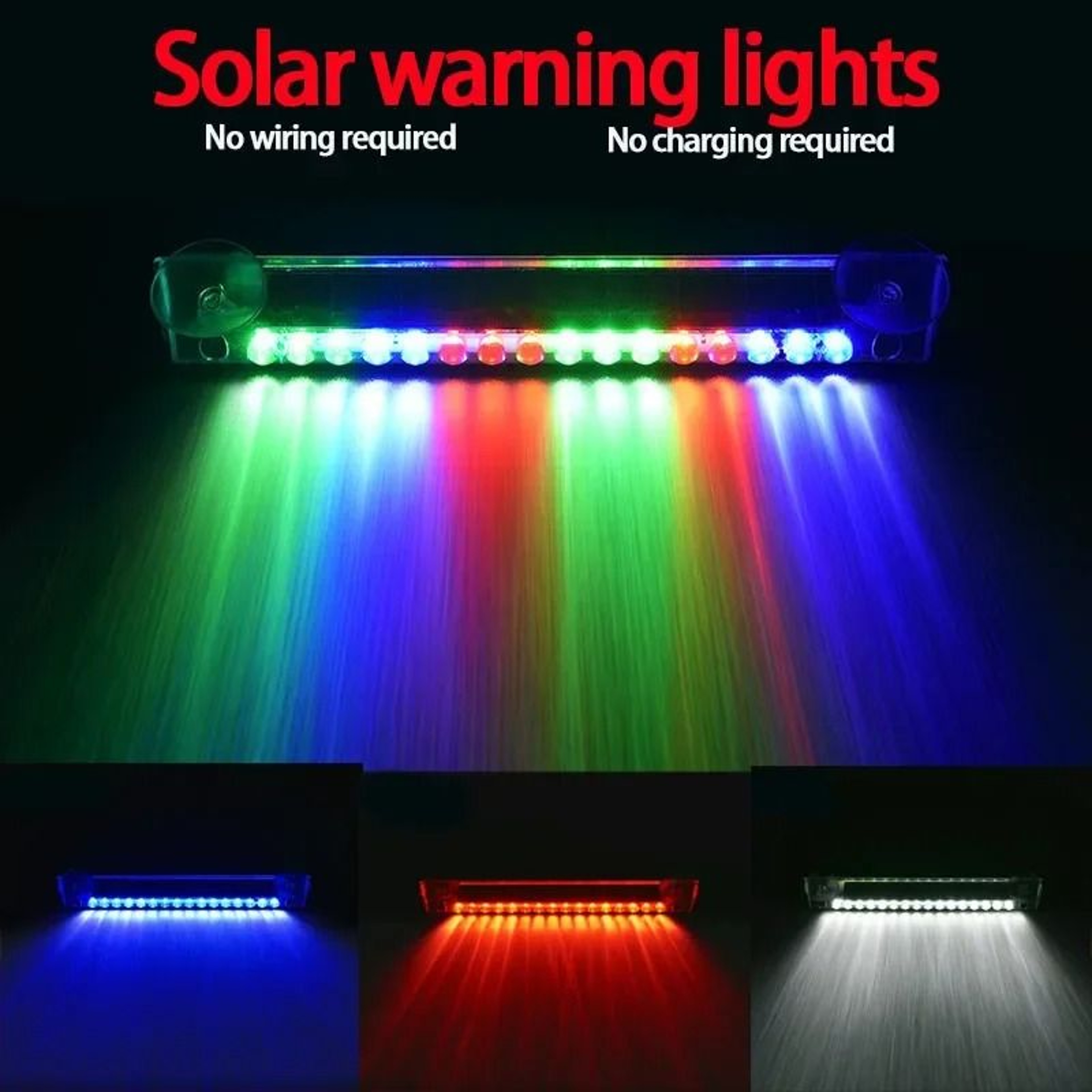 Solar LED Car Warning Strobe Light For Anti Theft Alert 8