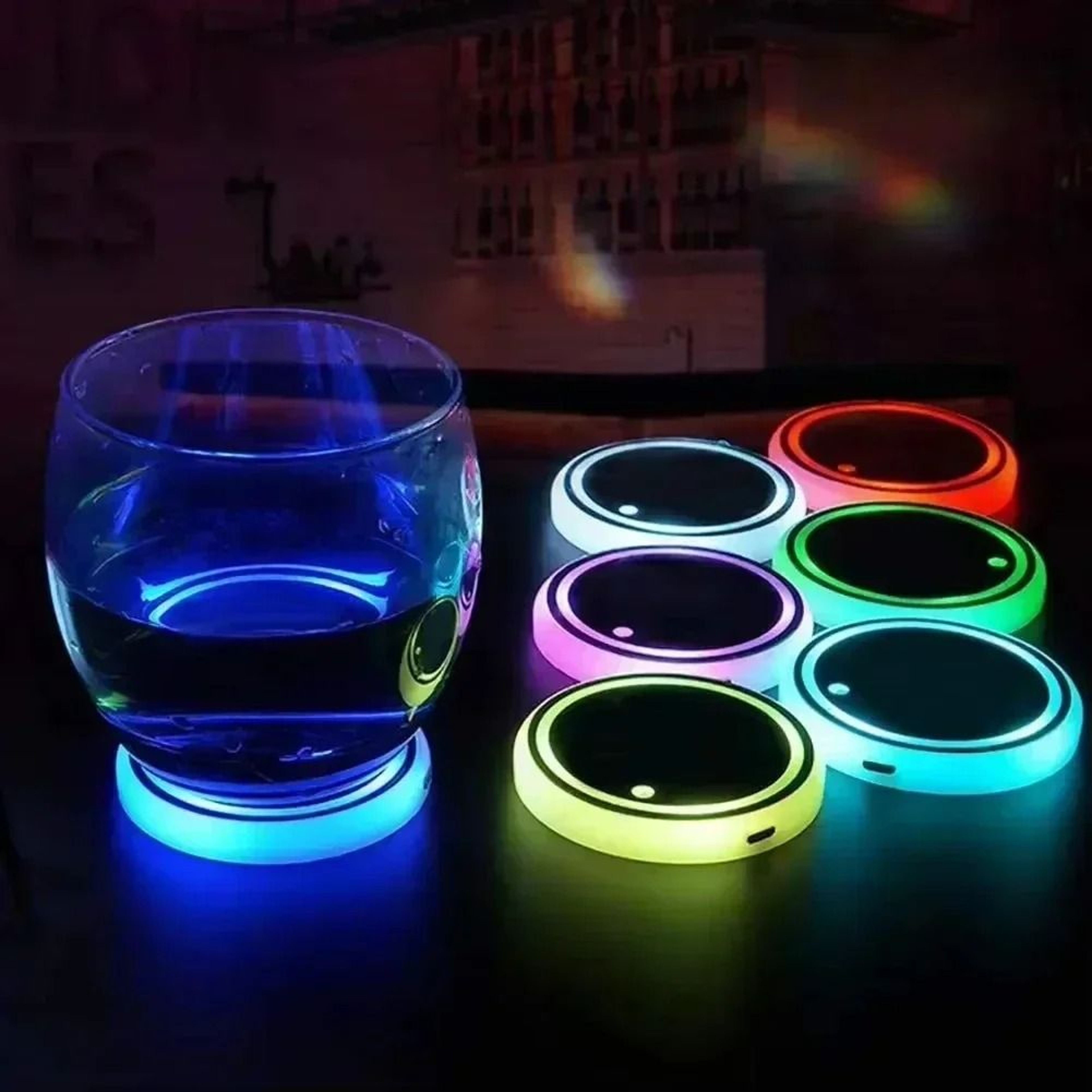 Colorful LED Car Cup Holder Coaster Ambient Light 0