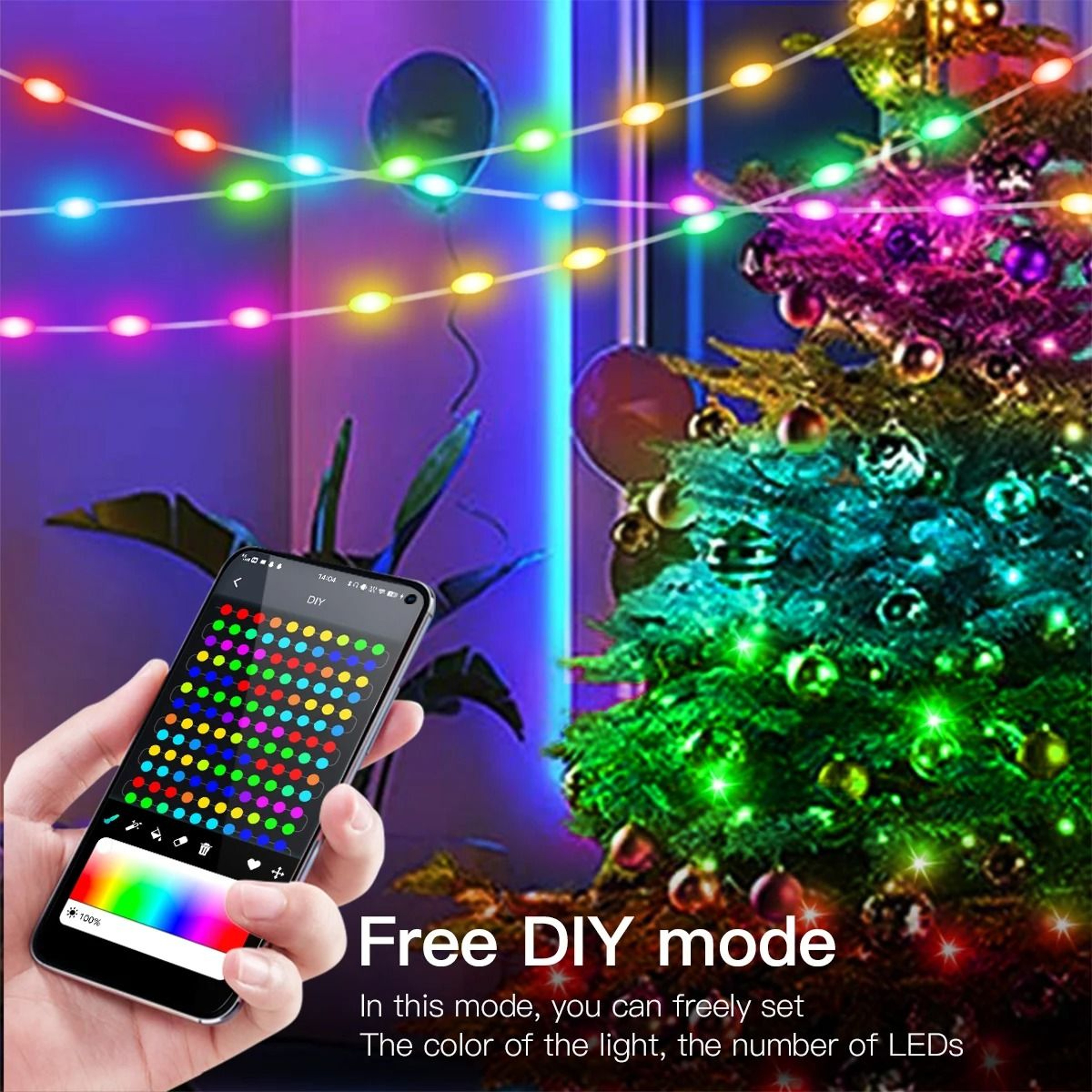 20M RGBIC LED String Lights Bluetooth Music Sync USB Fairy Garland Decor 7