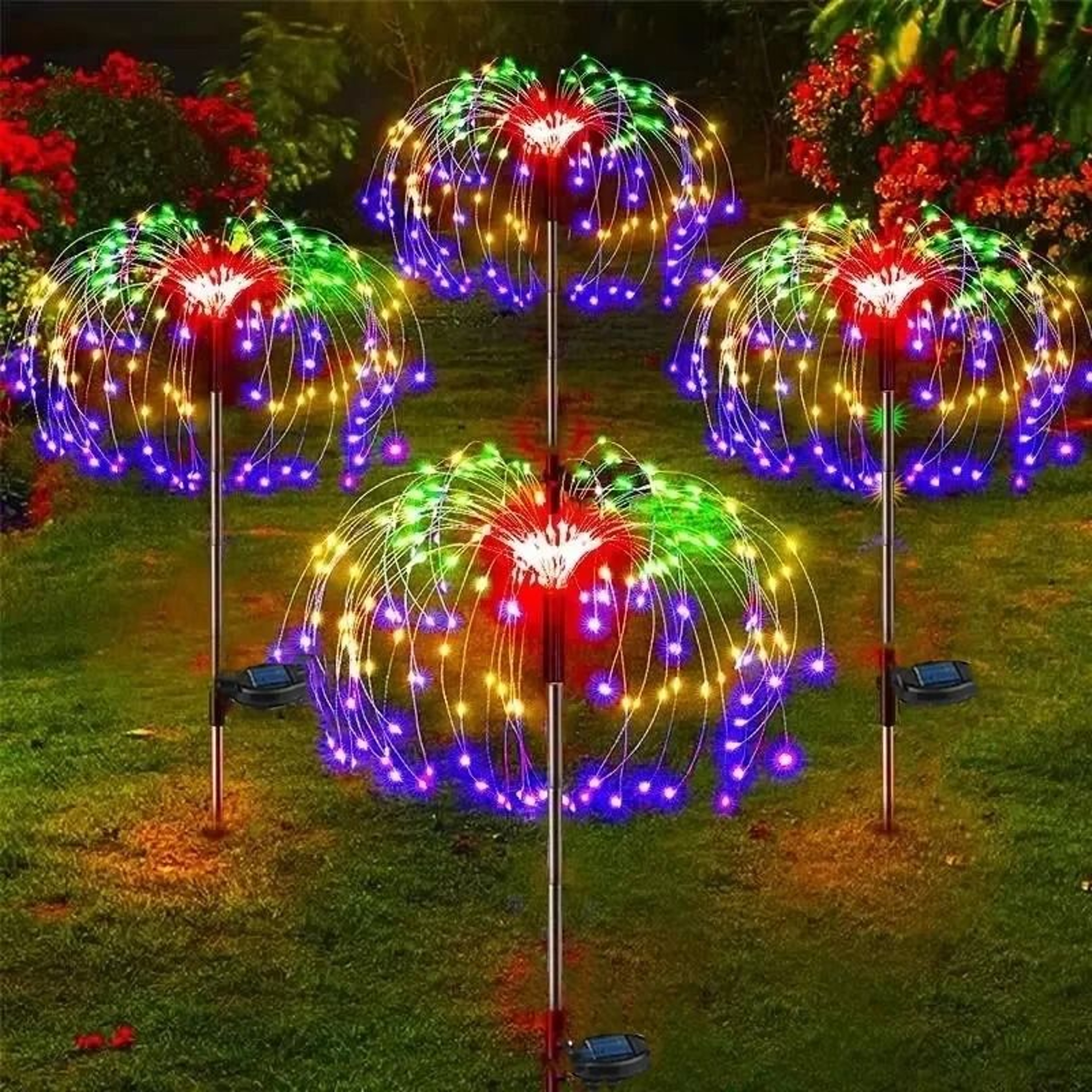 Solar Firework Garden Lights Waterproof Dandelion Lawn Decor 6