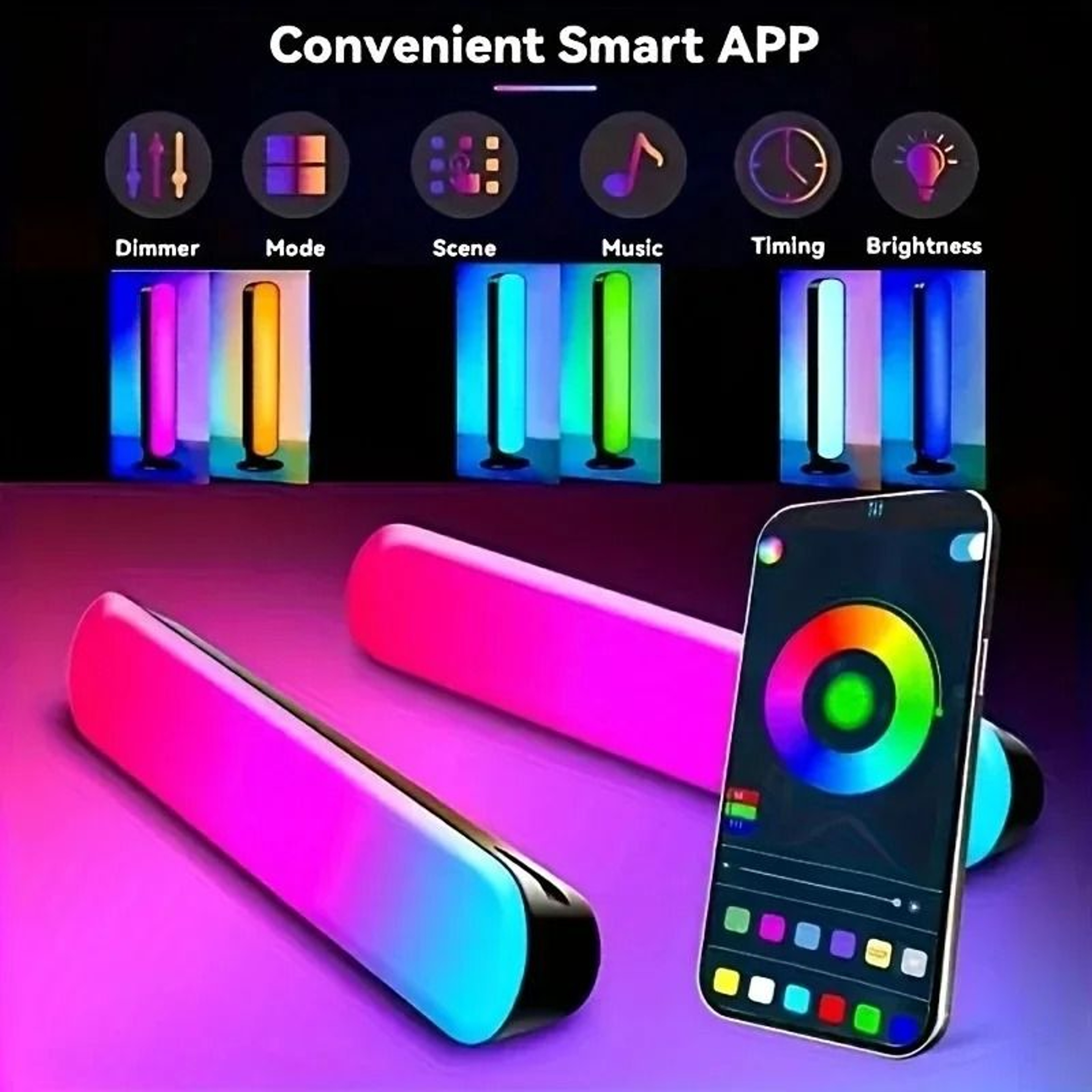 Rechargeable RGB Pickup Rhythm Light Bar For Desk Decor 5