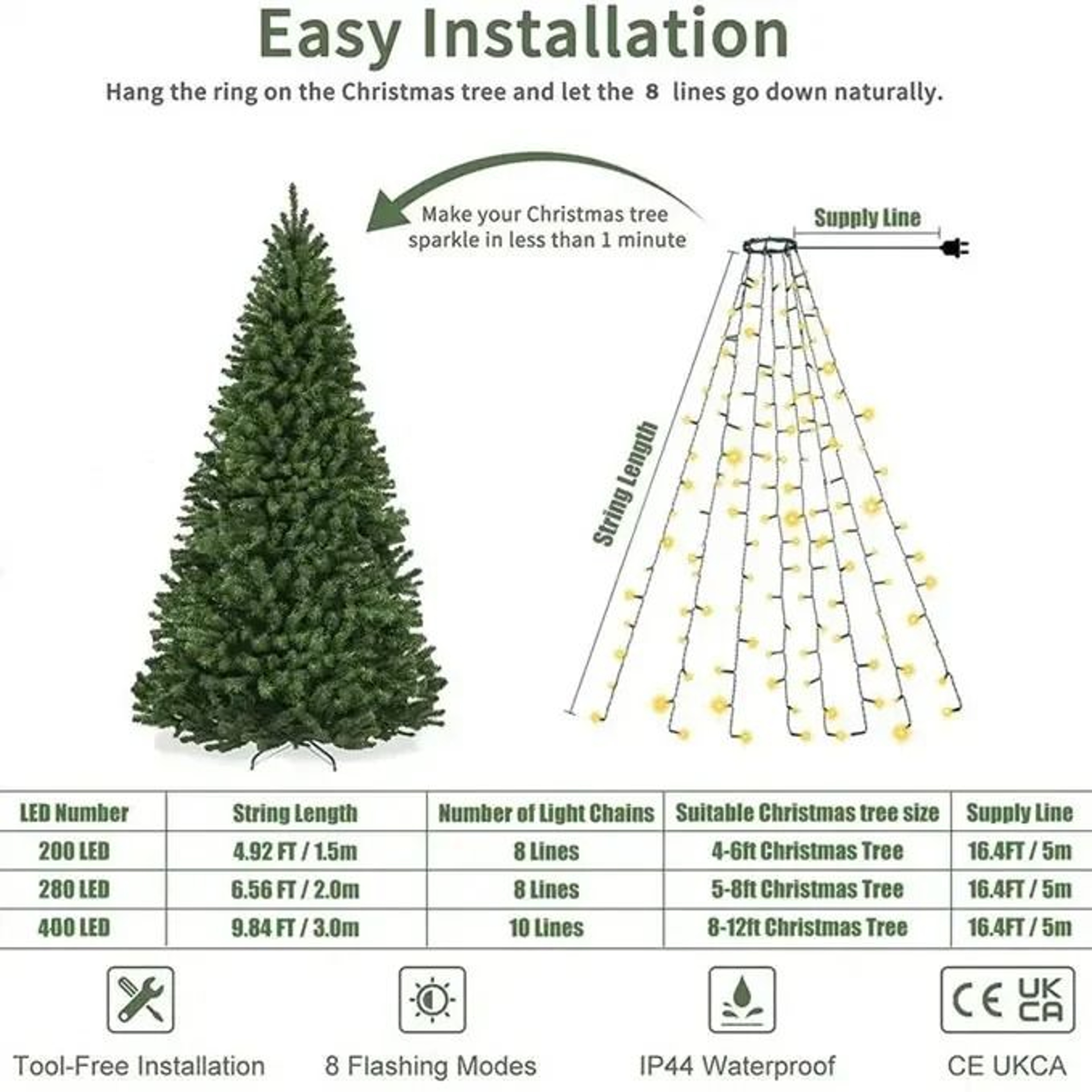 400 LED Christmas Tree Topper Star Waterfall Lights 2