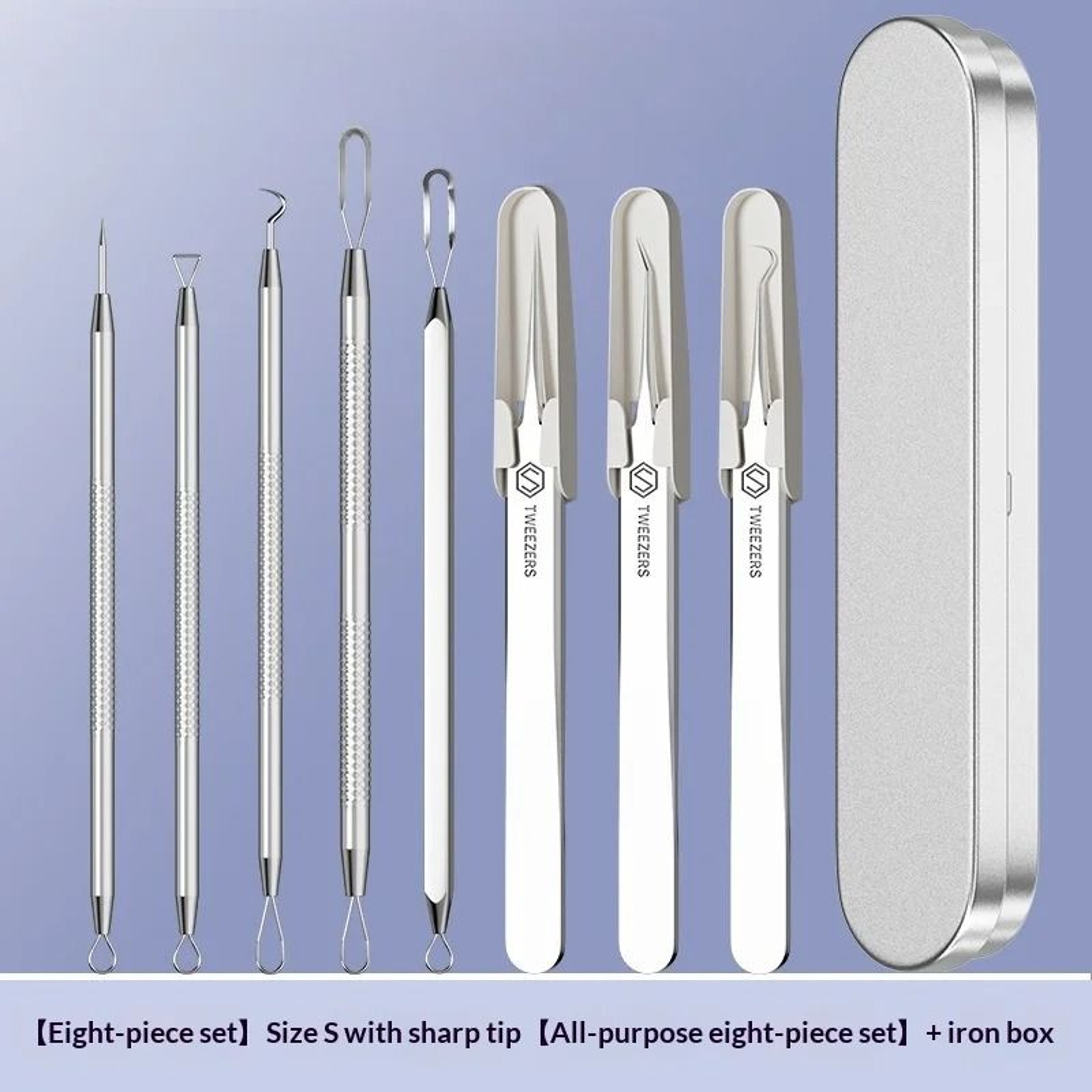 8 Piece Stainless Steel Blackhead Extractor Set 1