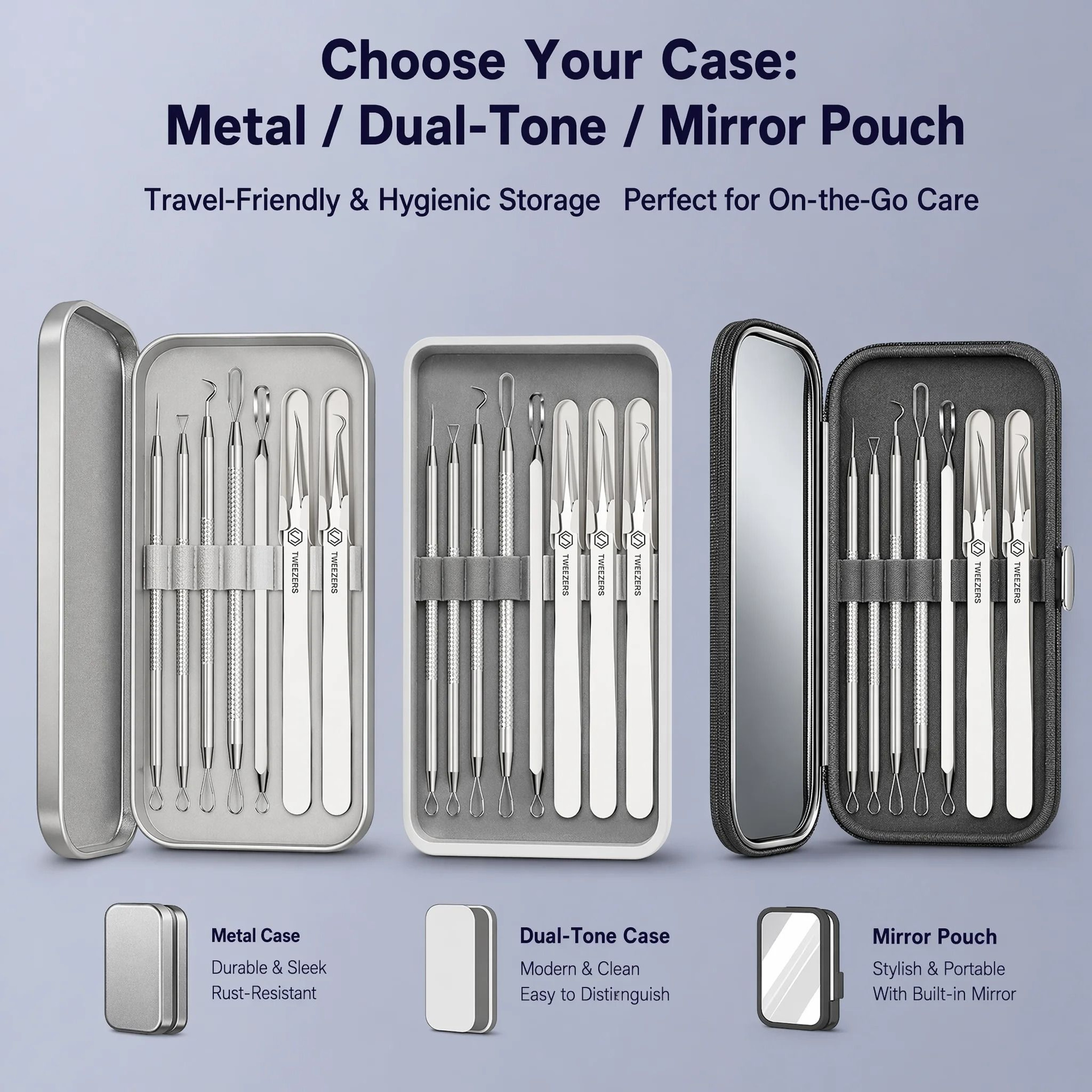8 Piece Stainless Steel Blackhead Extractor Set 8