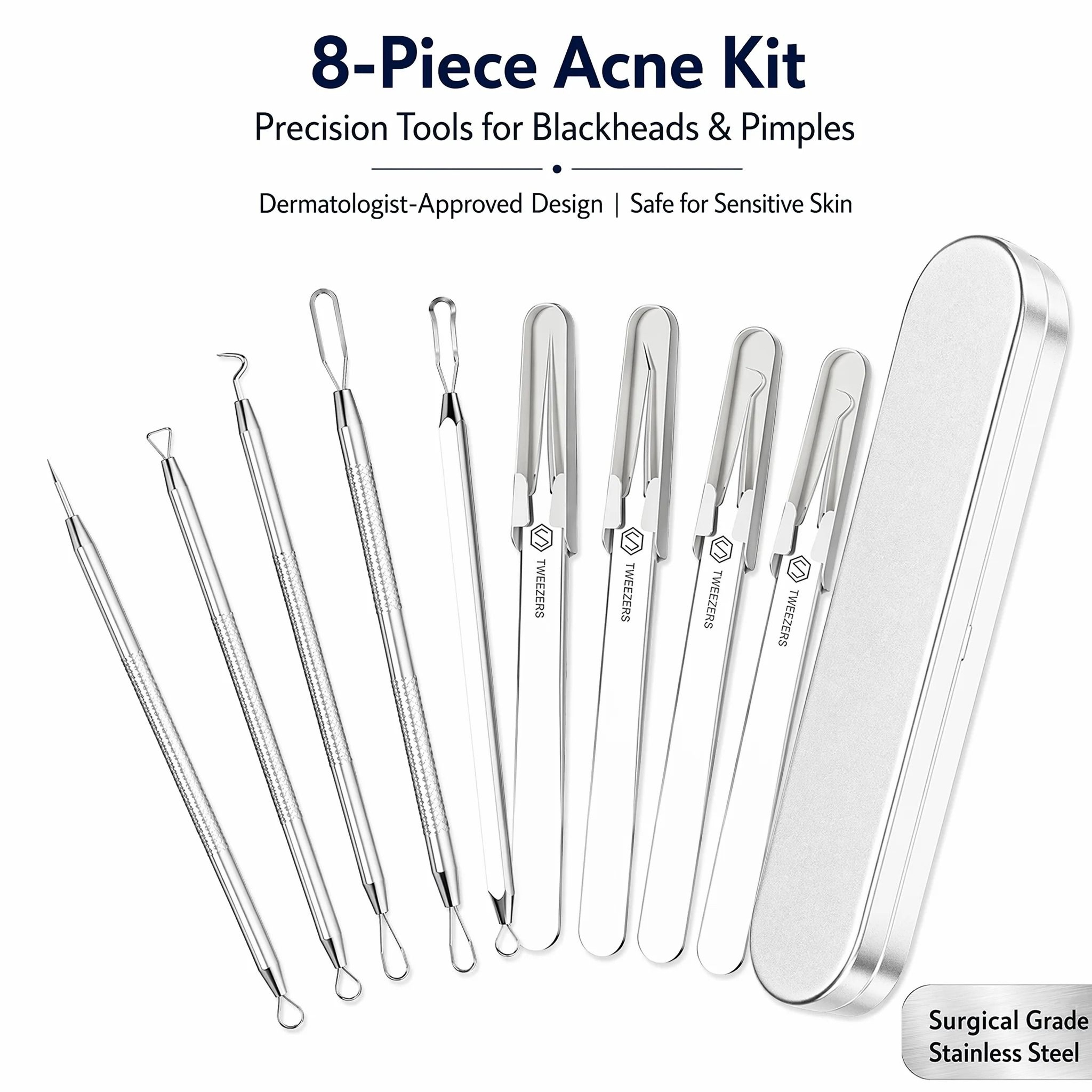 8 Piece Stainless Steel Blackhead Extractor Set 0